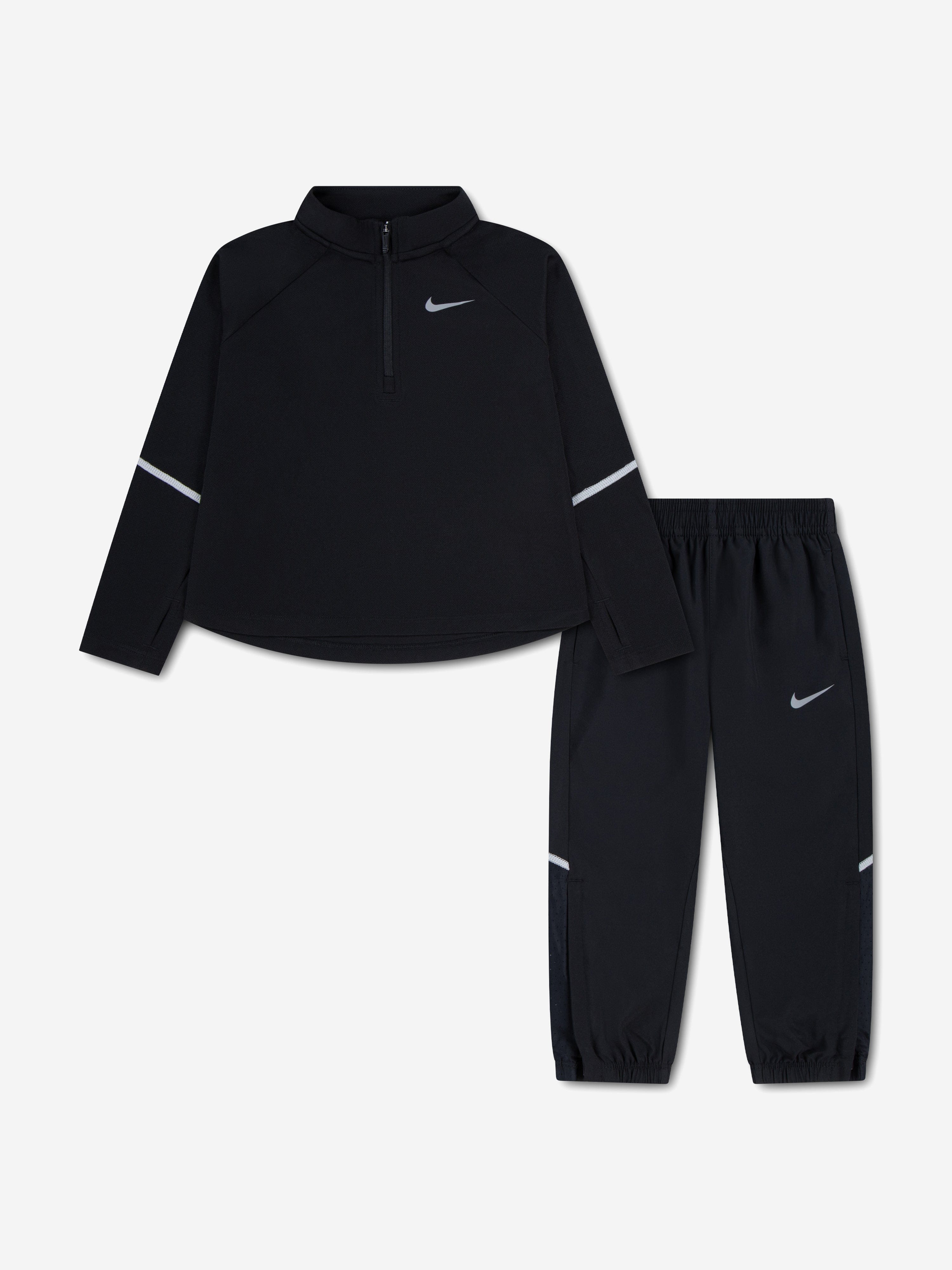 Nike Boys Dri-Fit Half Zip Top and Pants Set in Black | Childsplay