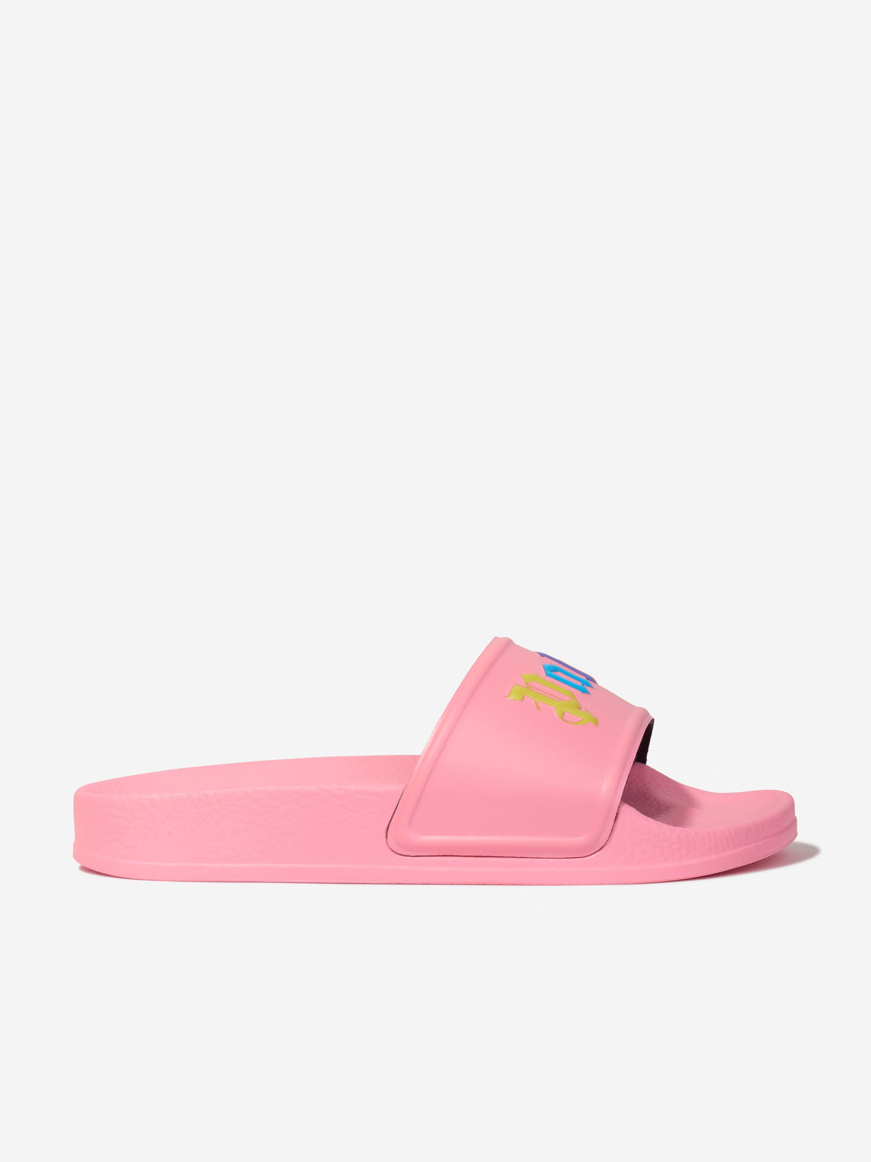 Girls Colours Logo Pool Sliders in Pink