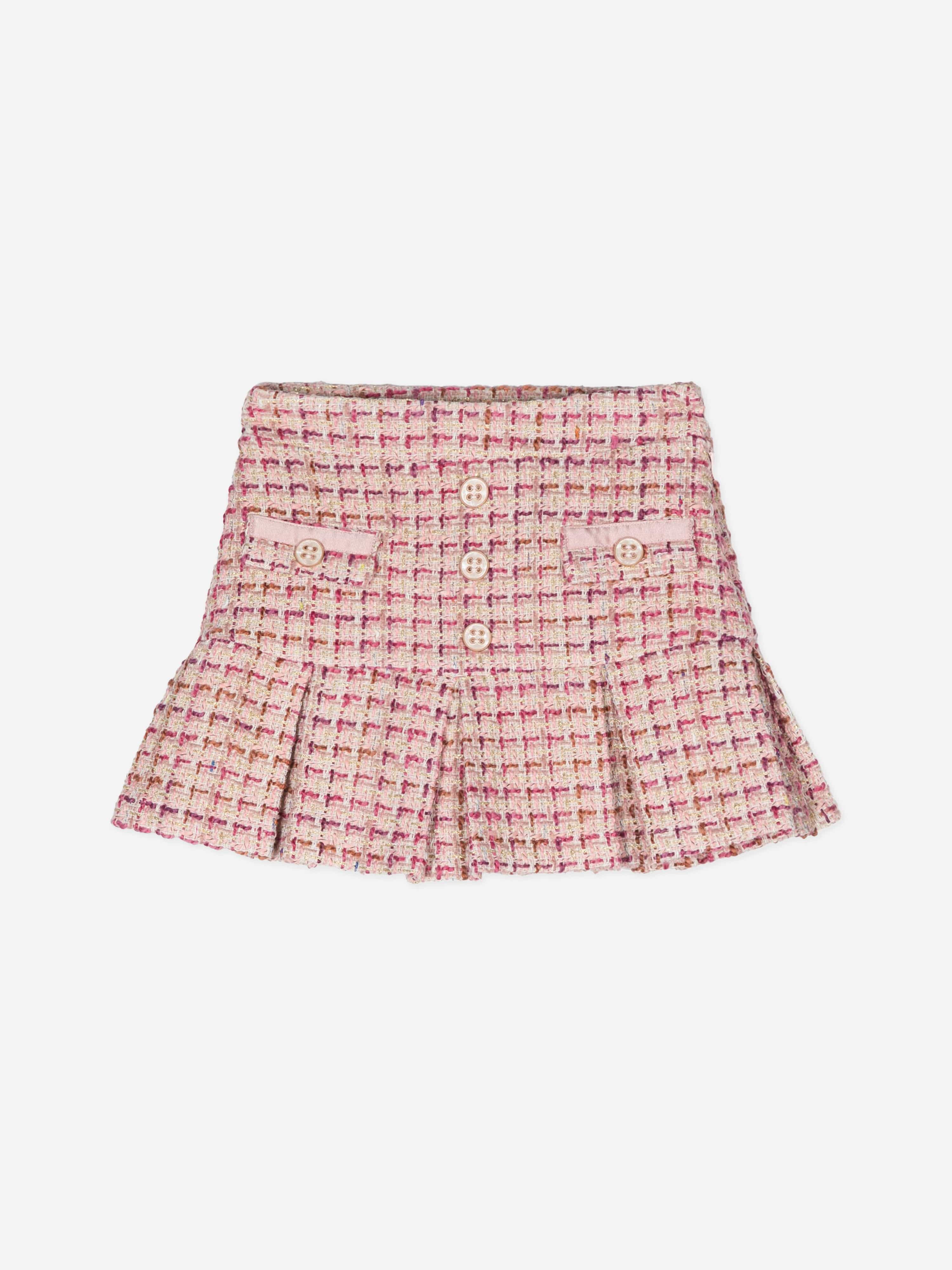 Pink tweed skirt sales