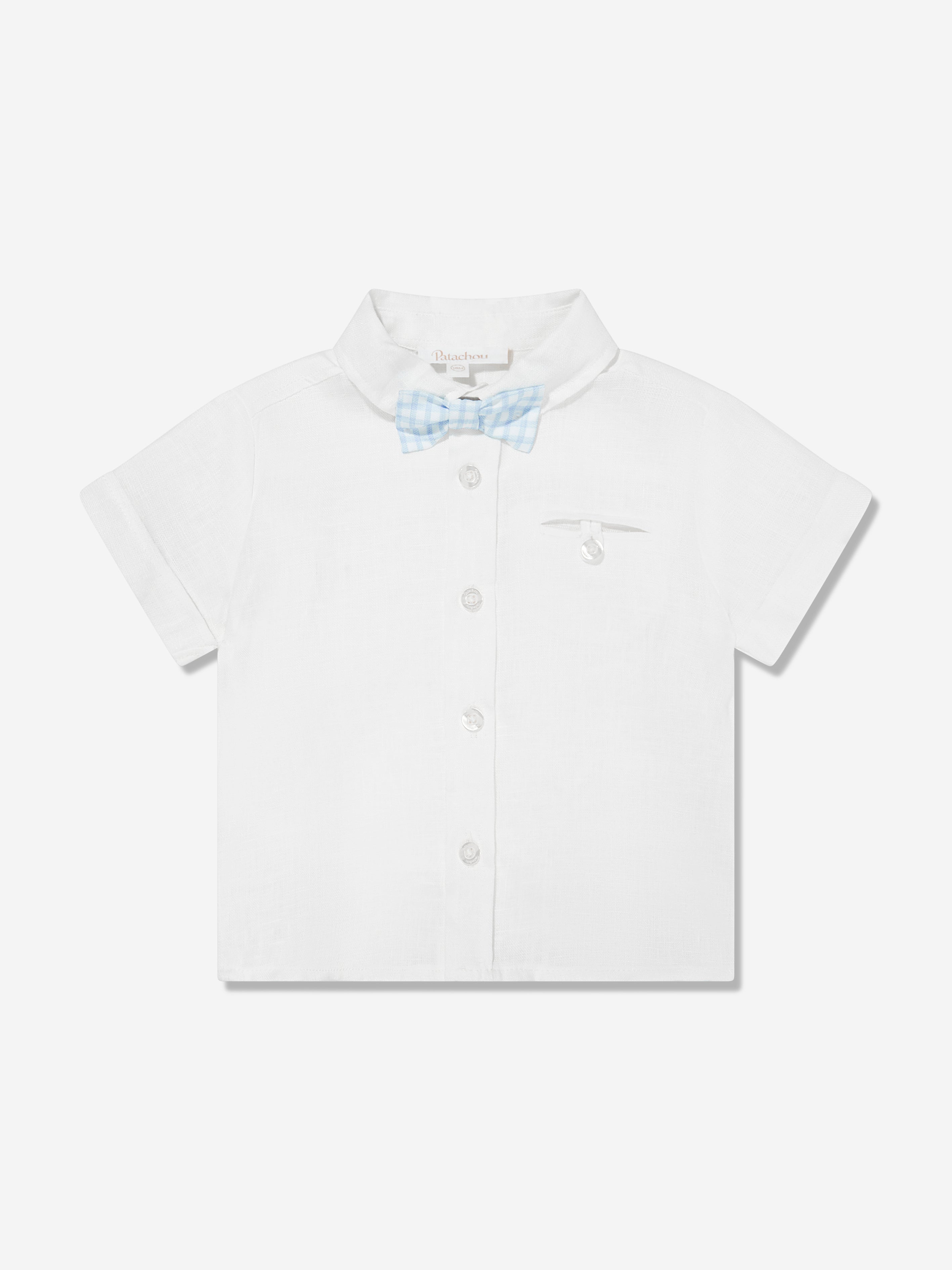 Patachou Boys Short Sleeve Shirt With Bow Tie in Blue Childsplay Clothing