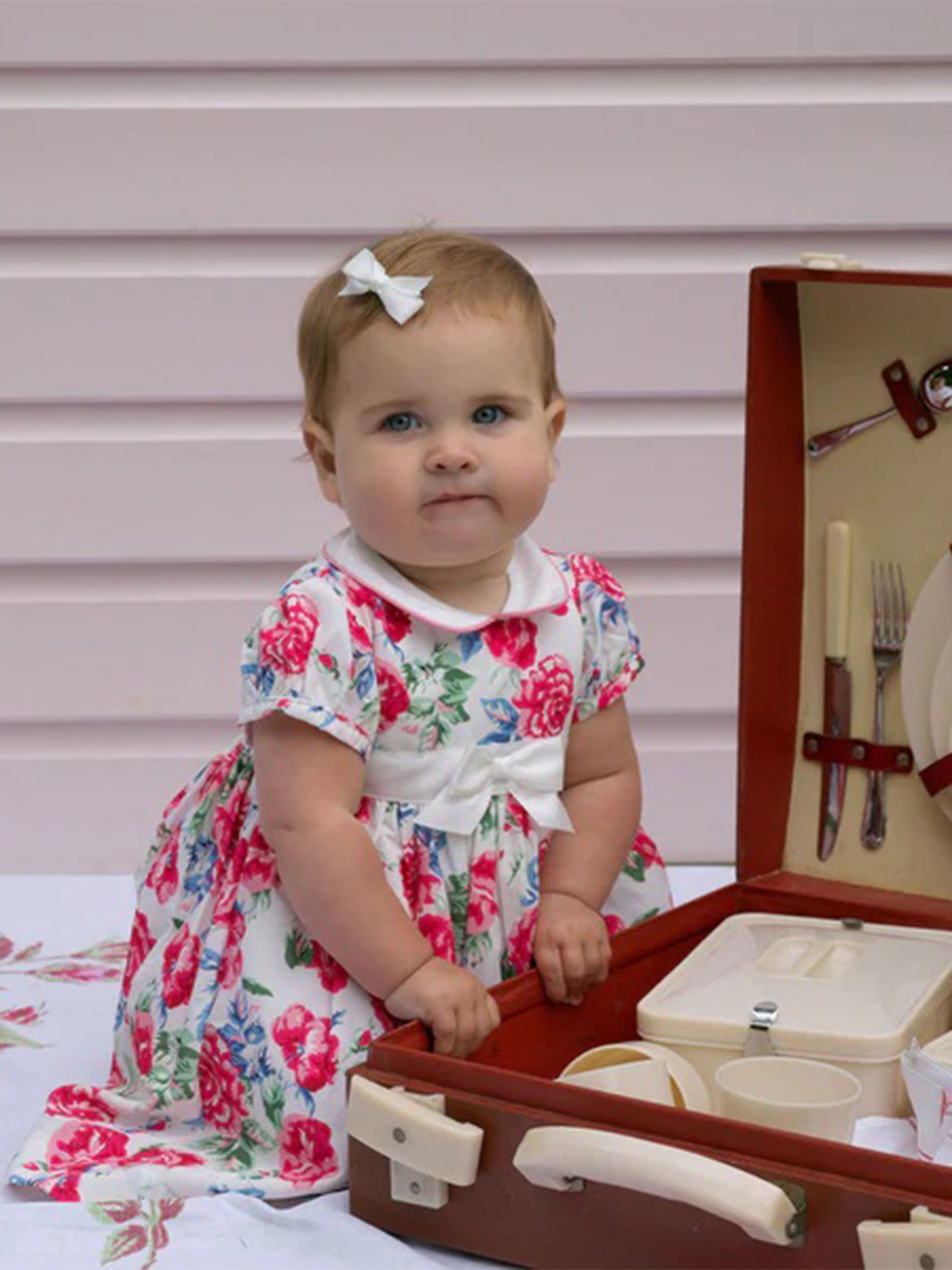 Rachel Riley Baby Girls English Rose Dress in Multicolour