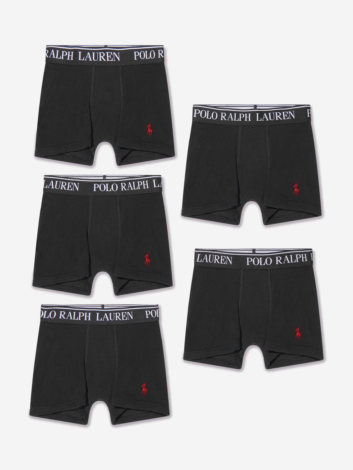 Ralph Lauren Boys Cotton Stretch 5 Pack Boxer Shorts Set in Black