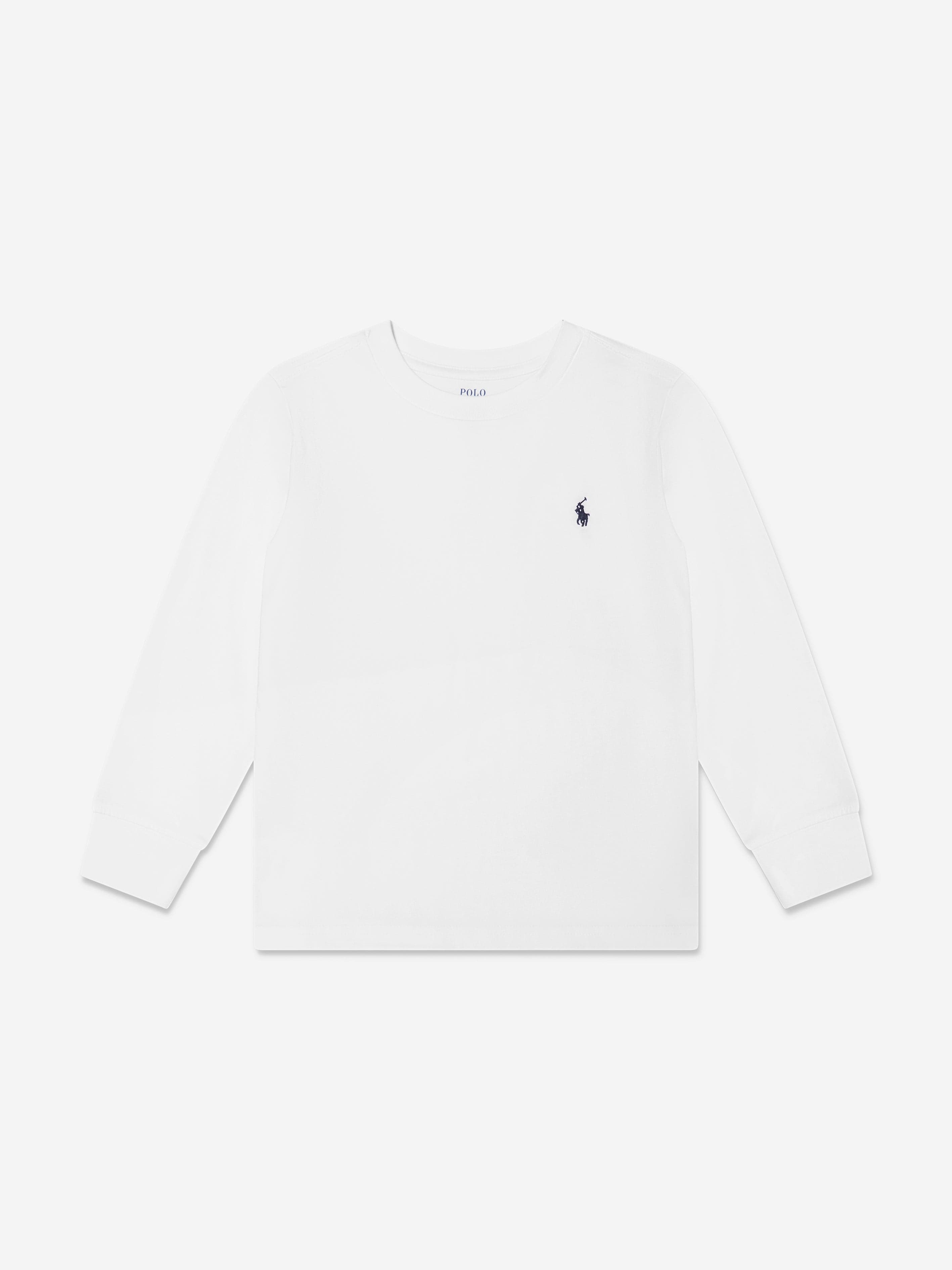 Ralph Lauren Boys Long Sleeve T Shirt in White Childsplay Clothing
