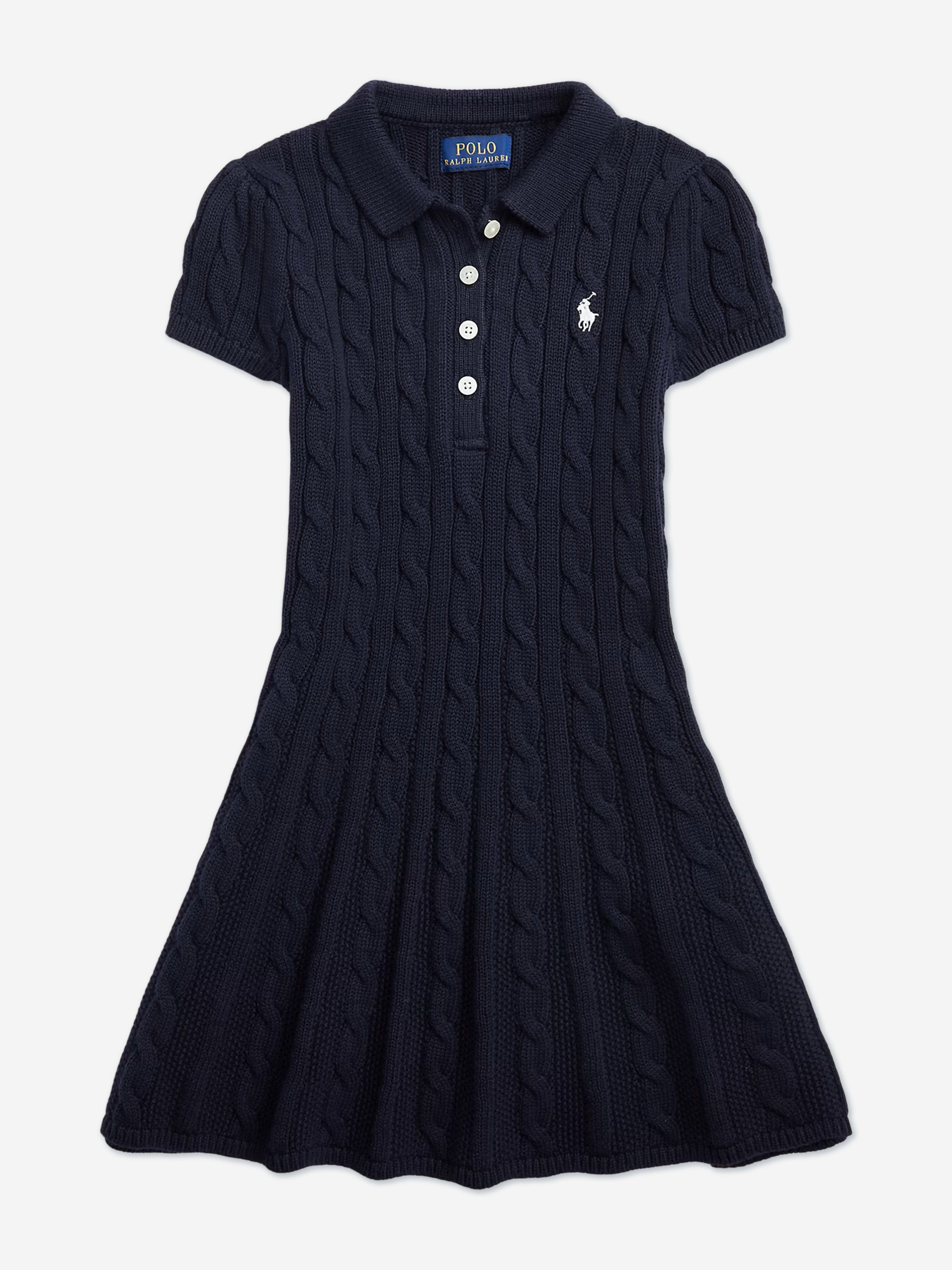 Ralph Lauren Kids Ralph Lauren Girls Classic Cable Day Dress in Navy |  Childsplay Clothing