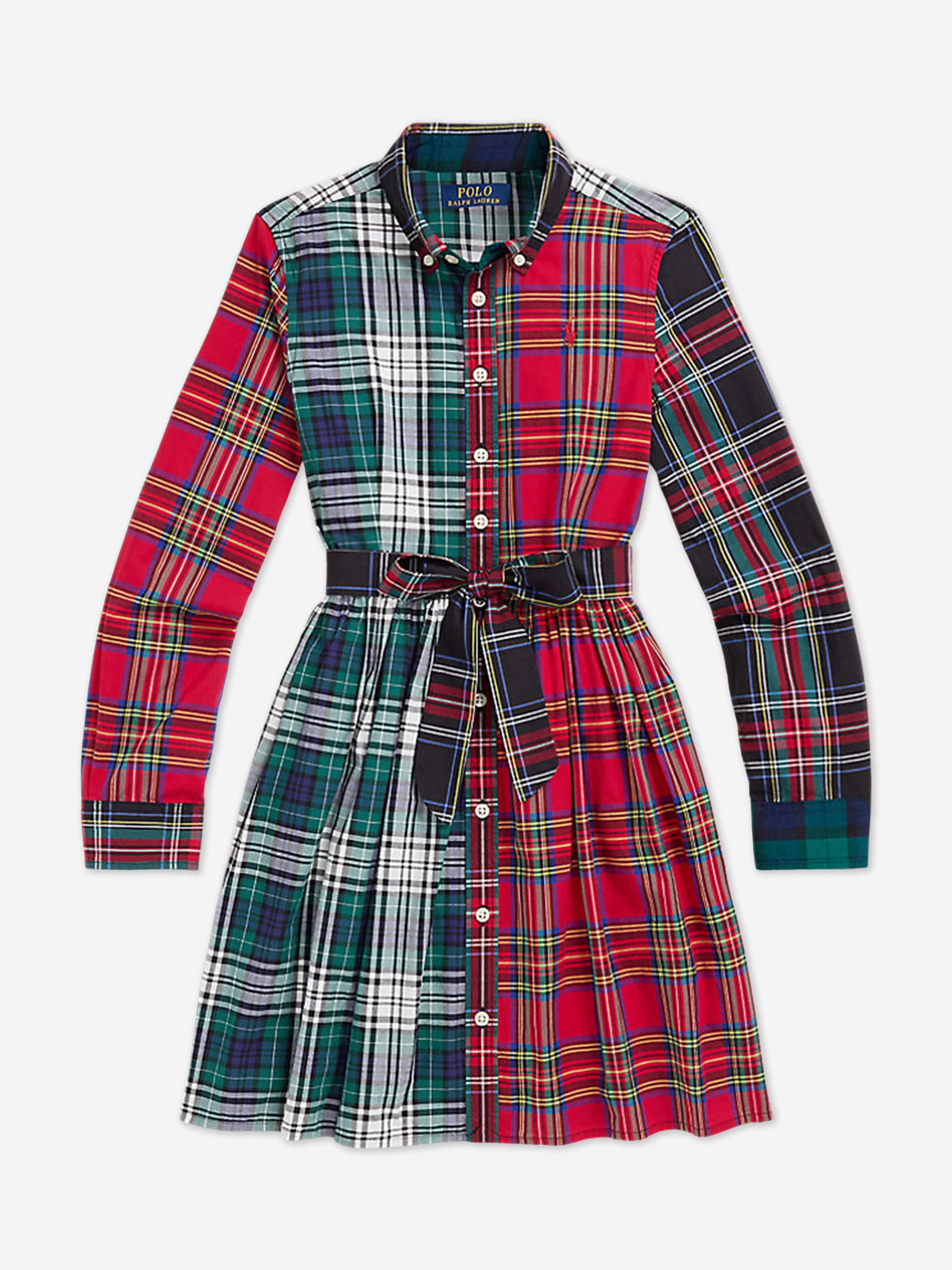 Ralph Lauren Girls Plaid Shirt Dress in Multicolour Childsplay Clothing