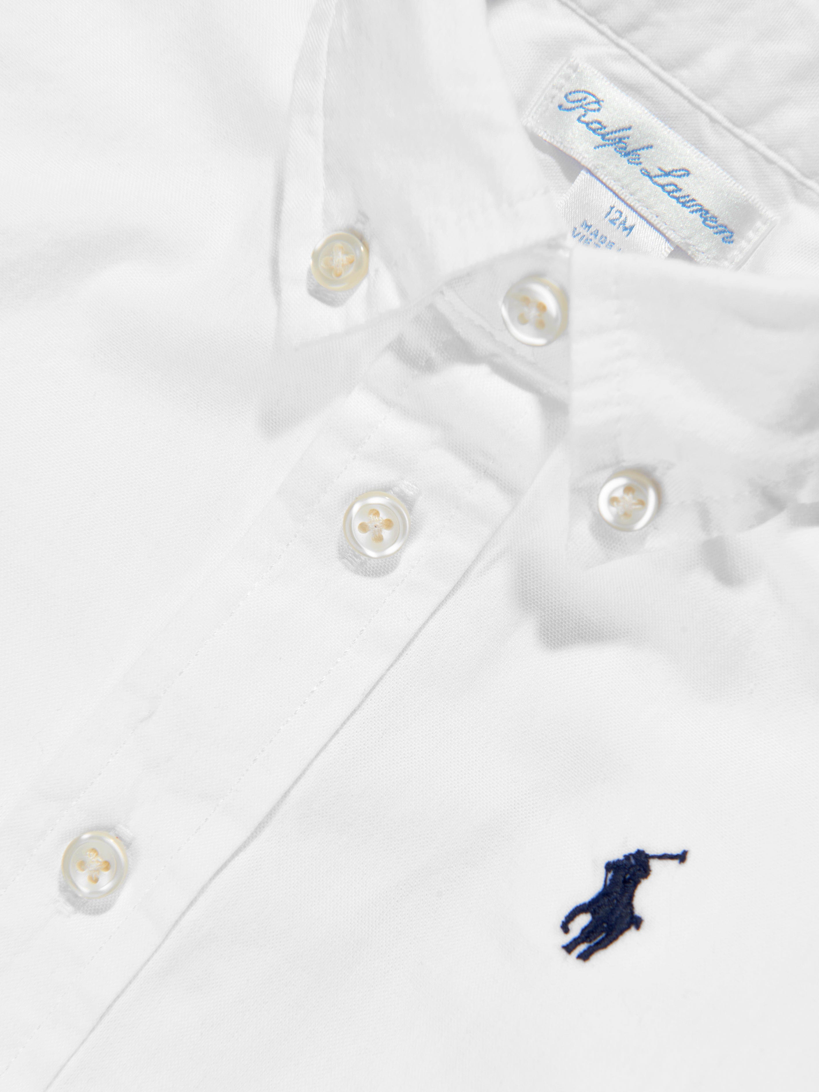 Ralph Lauren Boys Slim Fit Oxford Shirt in White