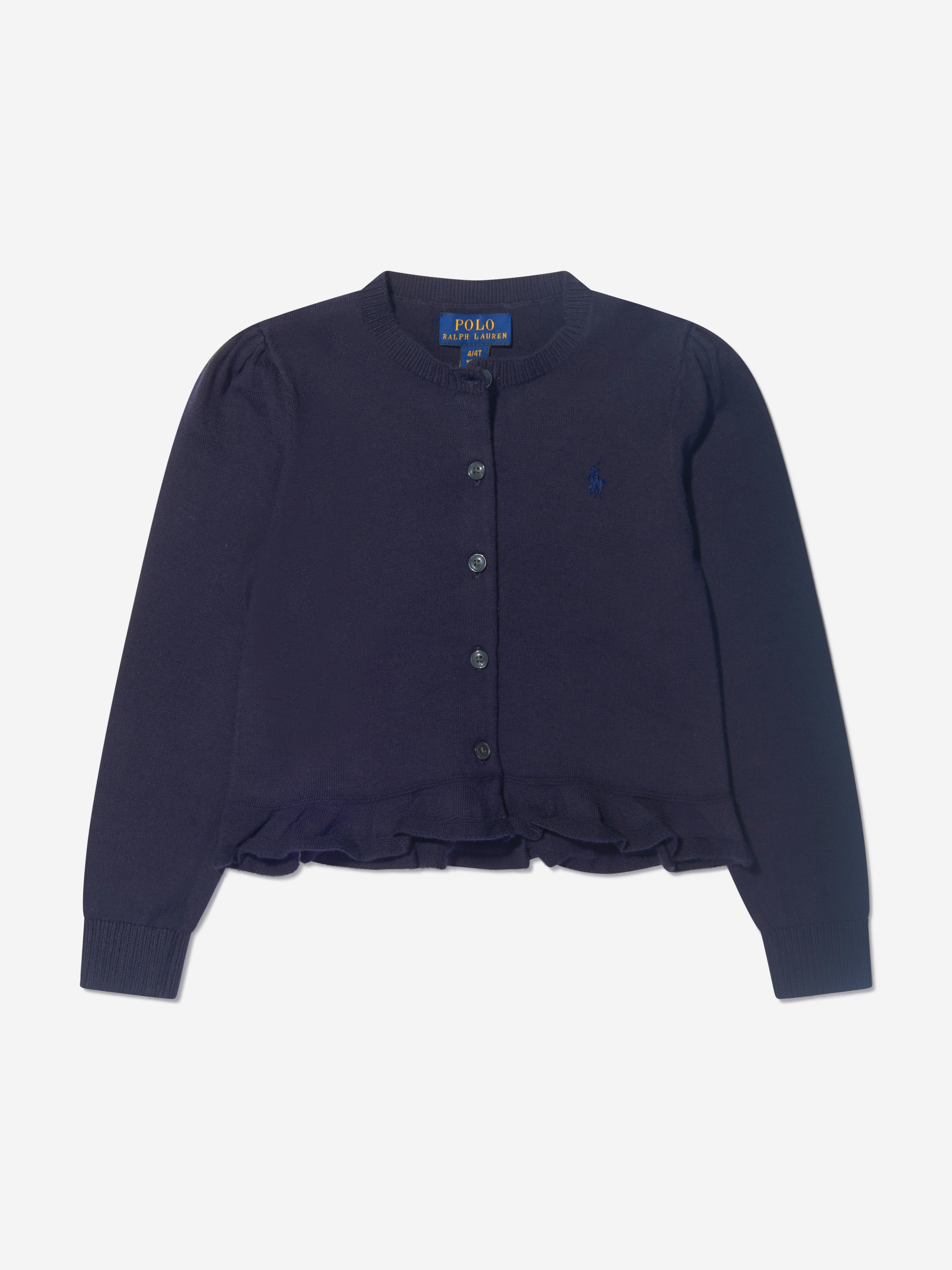 Ralph Lauren Girls Pima Cotton Peplum Cardigan