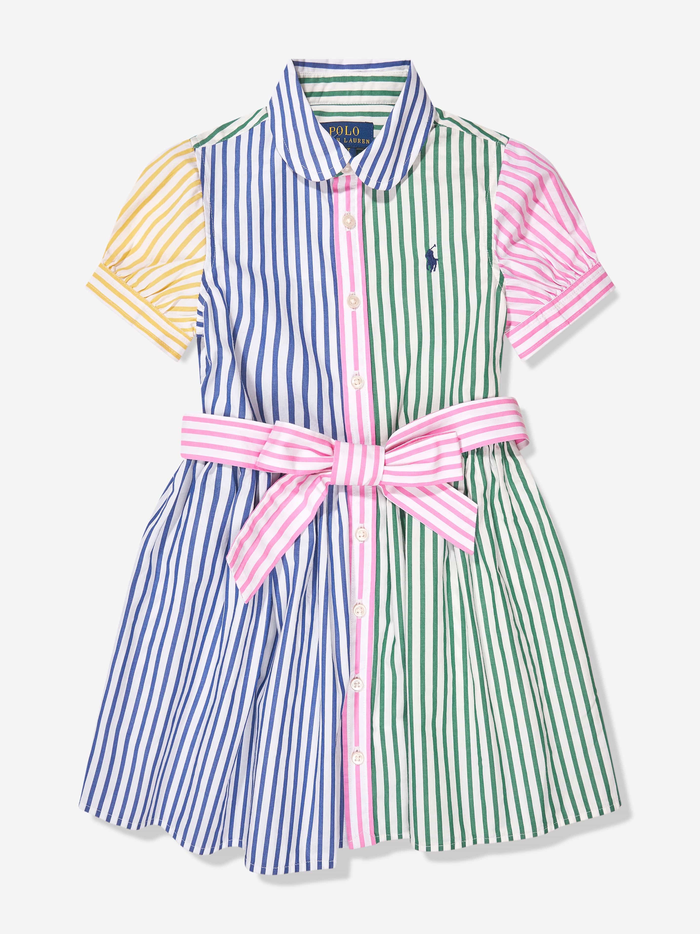 Ralph Lauren Girls Striped Shirt Dress in Multicolour