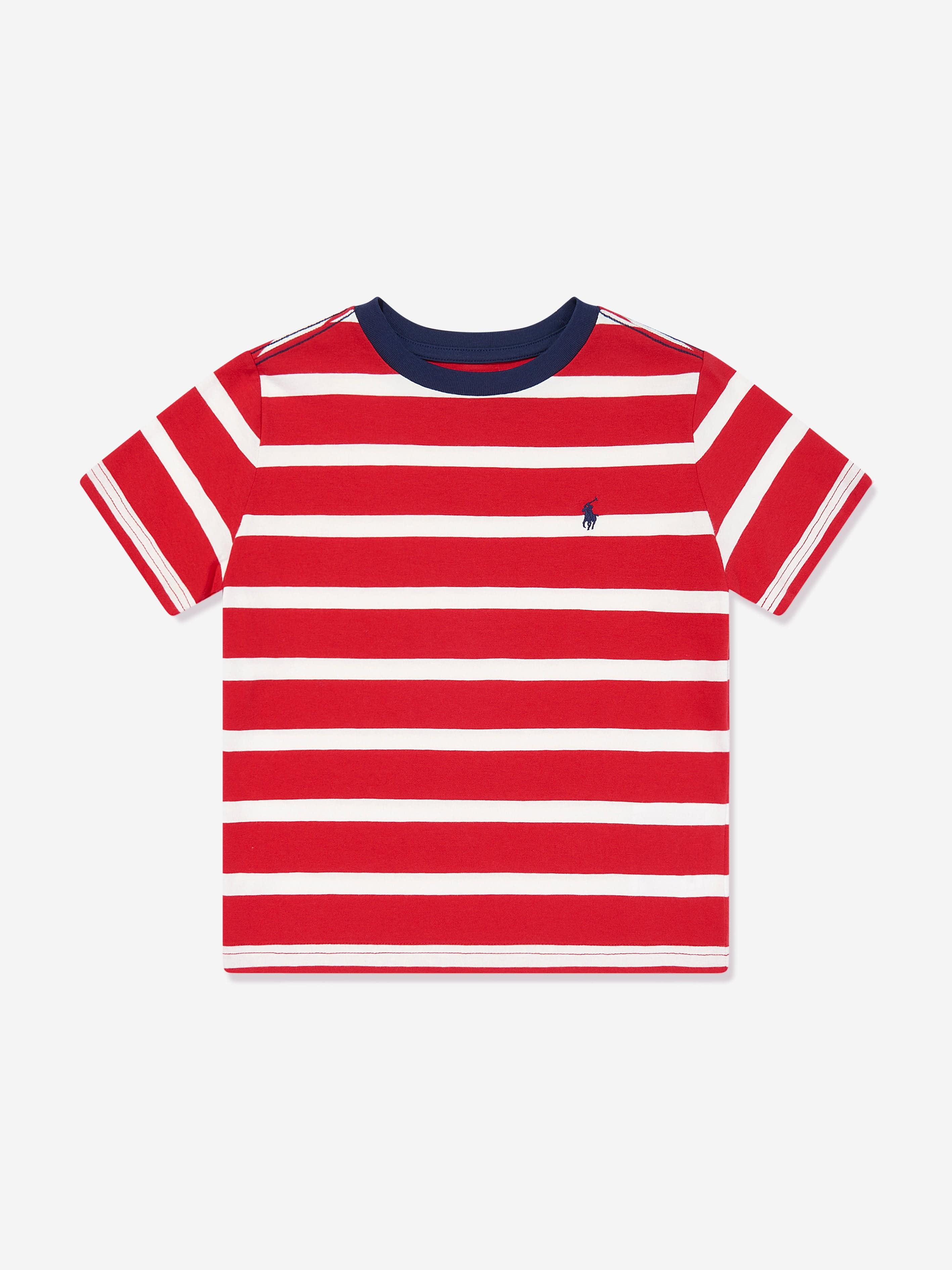 Ralph Lauren Kids Ralph Lauren Boys Striped Logo T-Shirt in