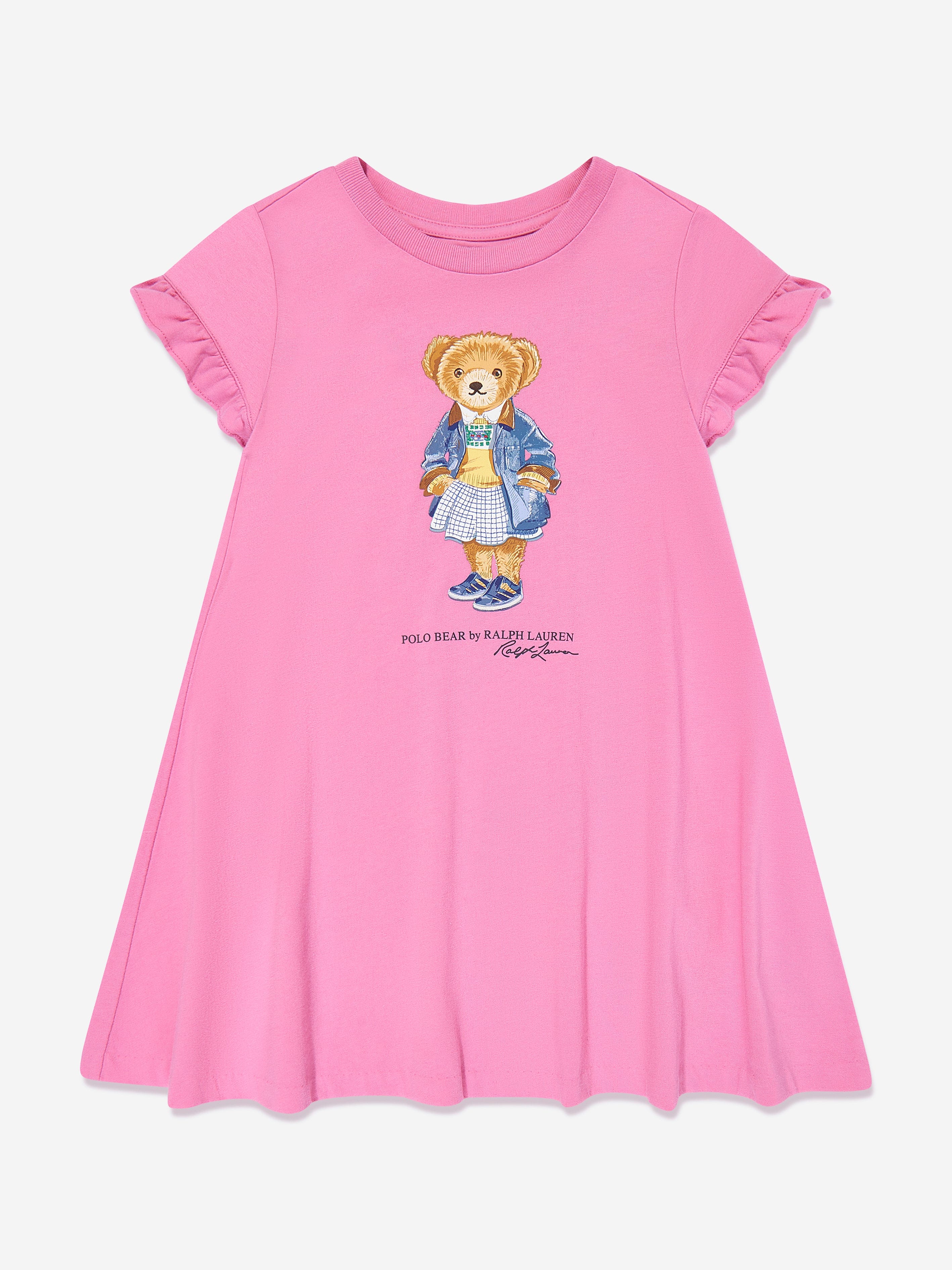Ralph Lauren Kids Ralph Lauren Girls Polo Bear Jersey Dress in Pink |  Childsplay Clothing