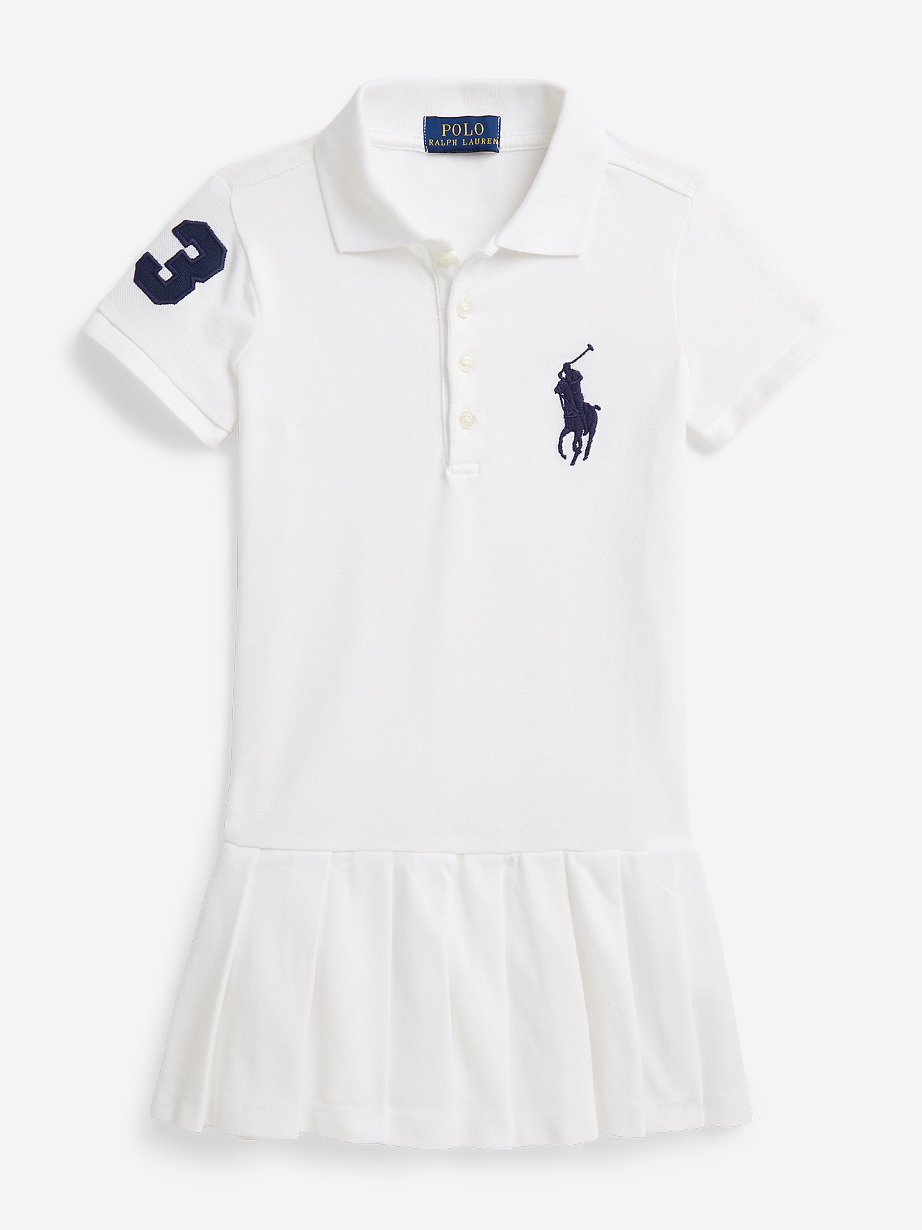 strapless open back dress Ralph Lauren Girls Pleated Polo Dress in White