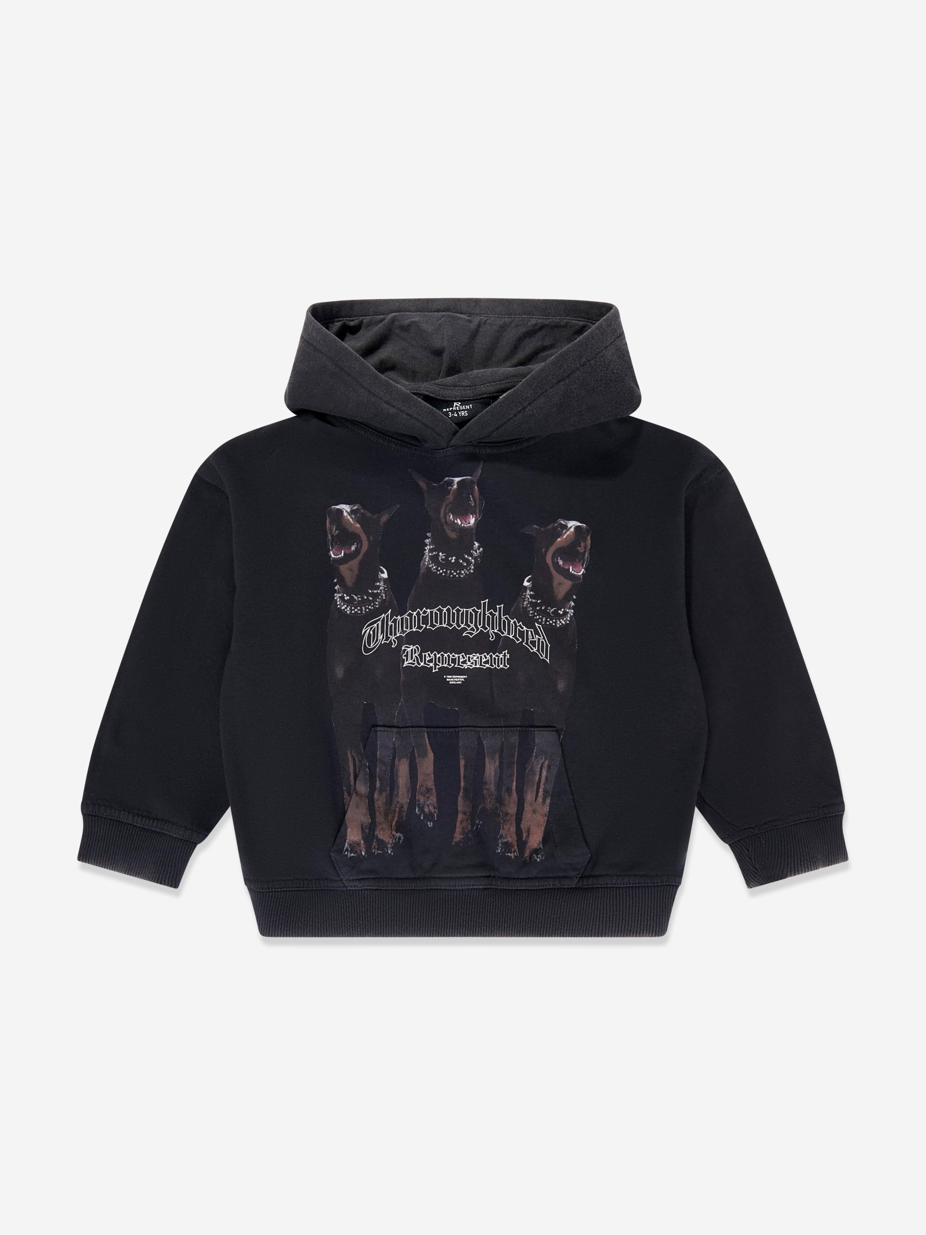 REPRESENT Kids Mini Thoroughbred Hoodie in Black