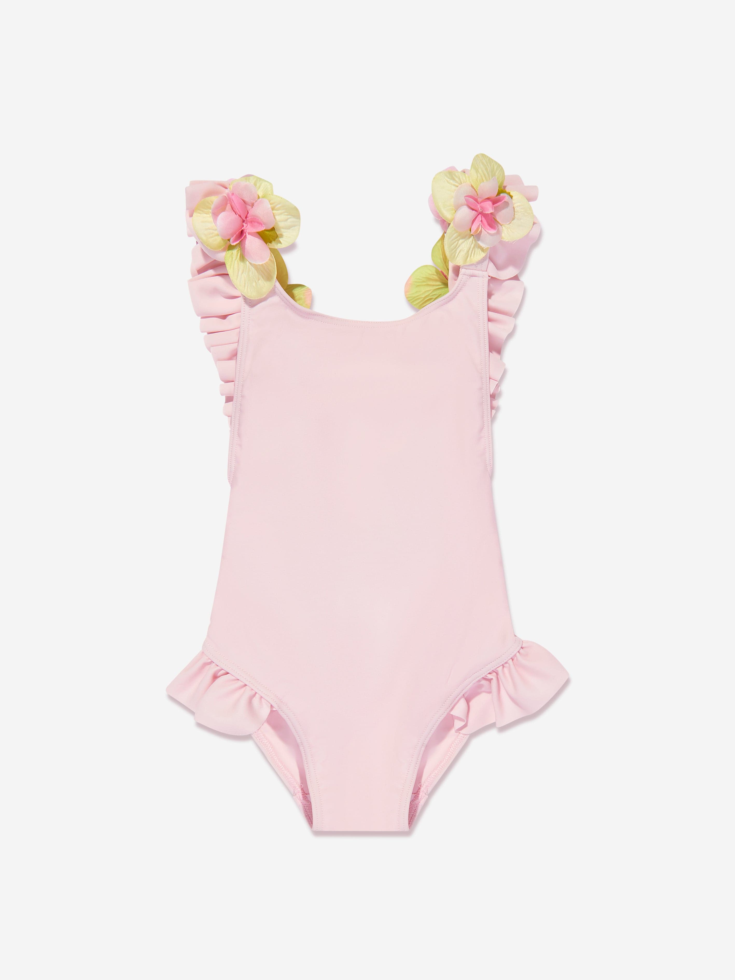 Selini Action Girls Flower Strap Swimsuit in Pink Childsplay Clothing