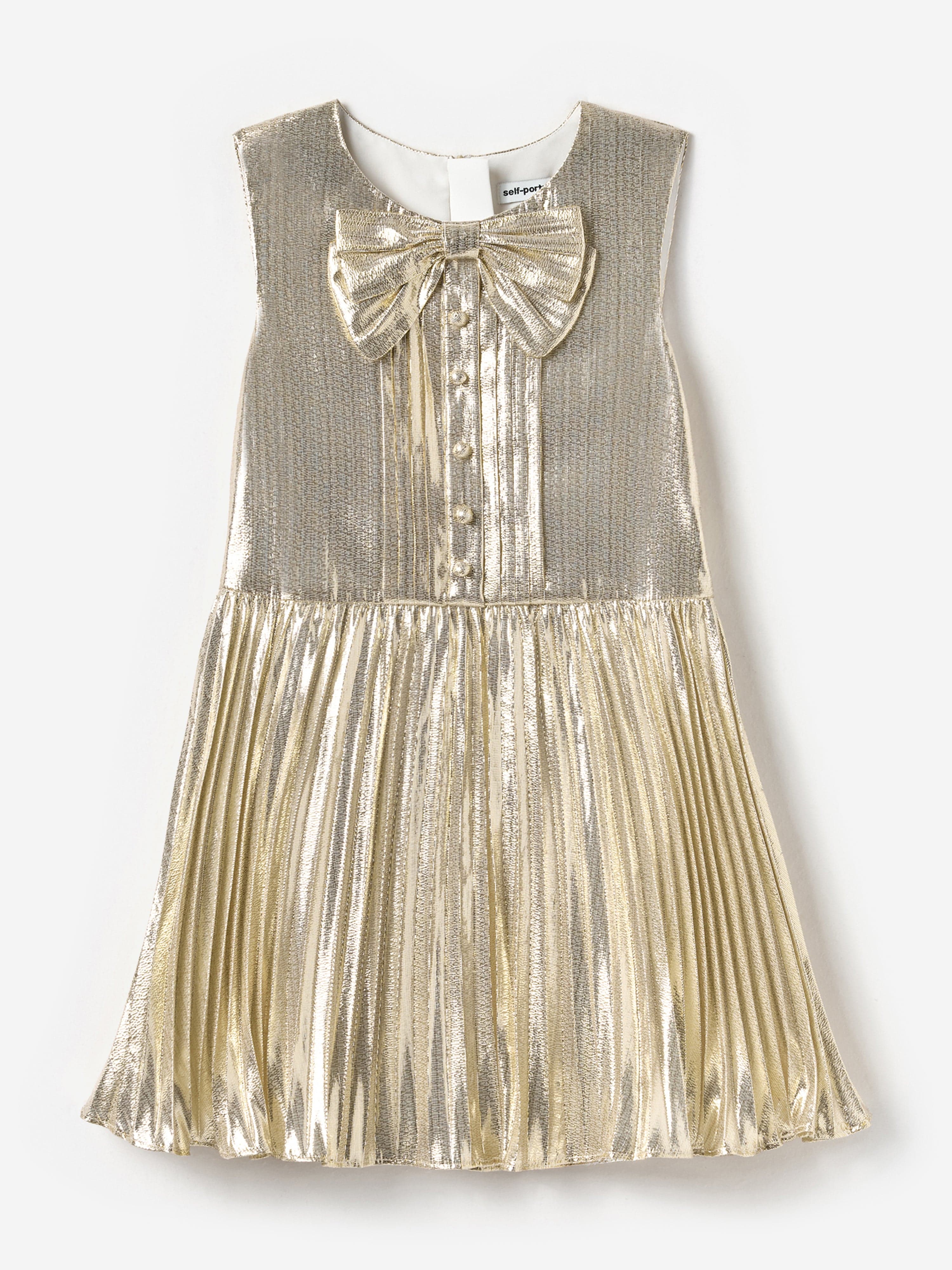 Self Portrait Girls Metallic Sleeveless Dress in Gold