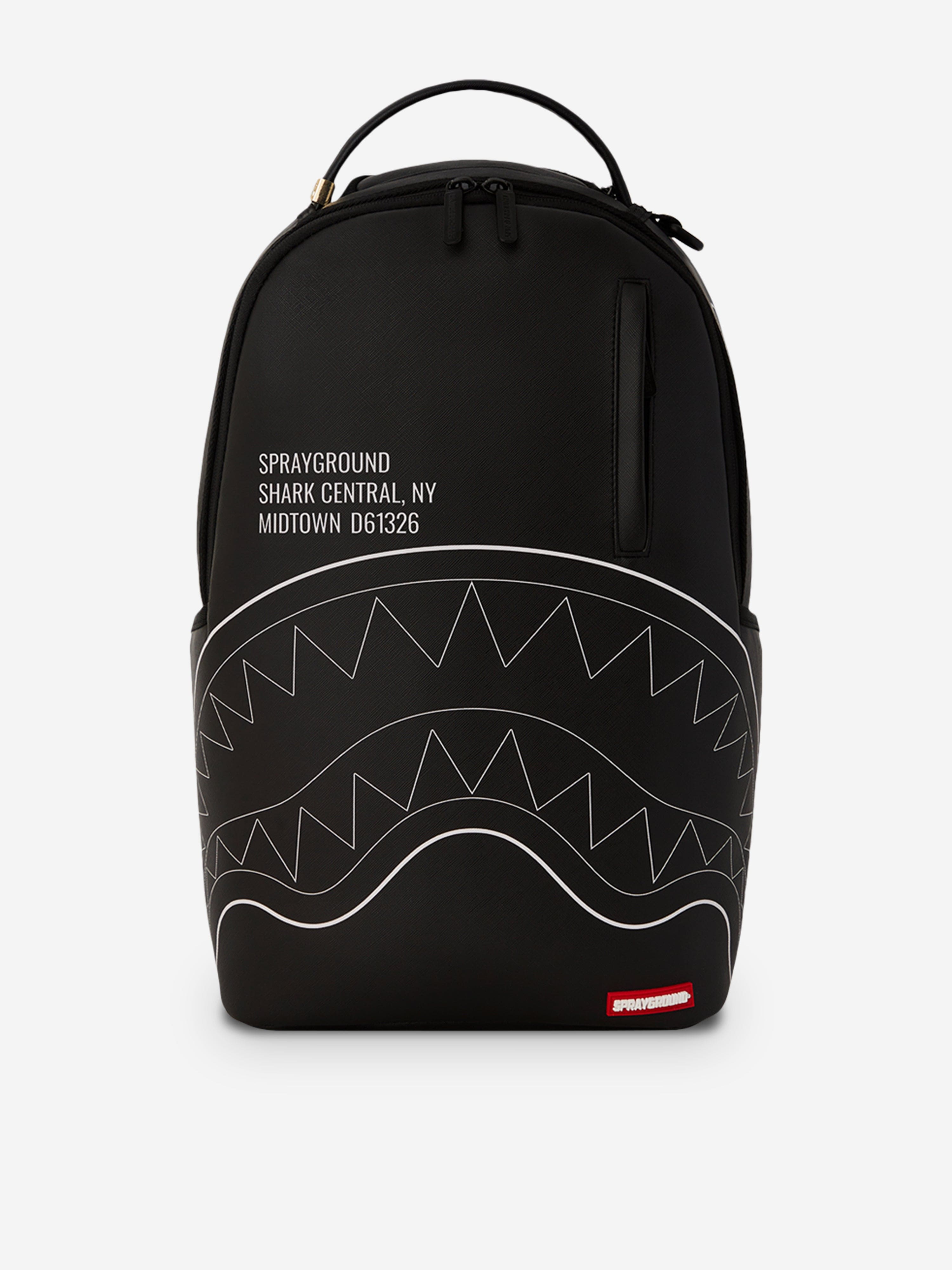 Sprayground Kids Shark Central Solid Line Backapck in Black 46cm