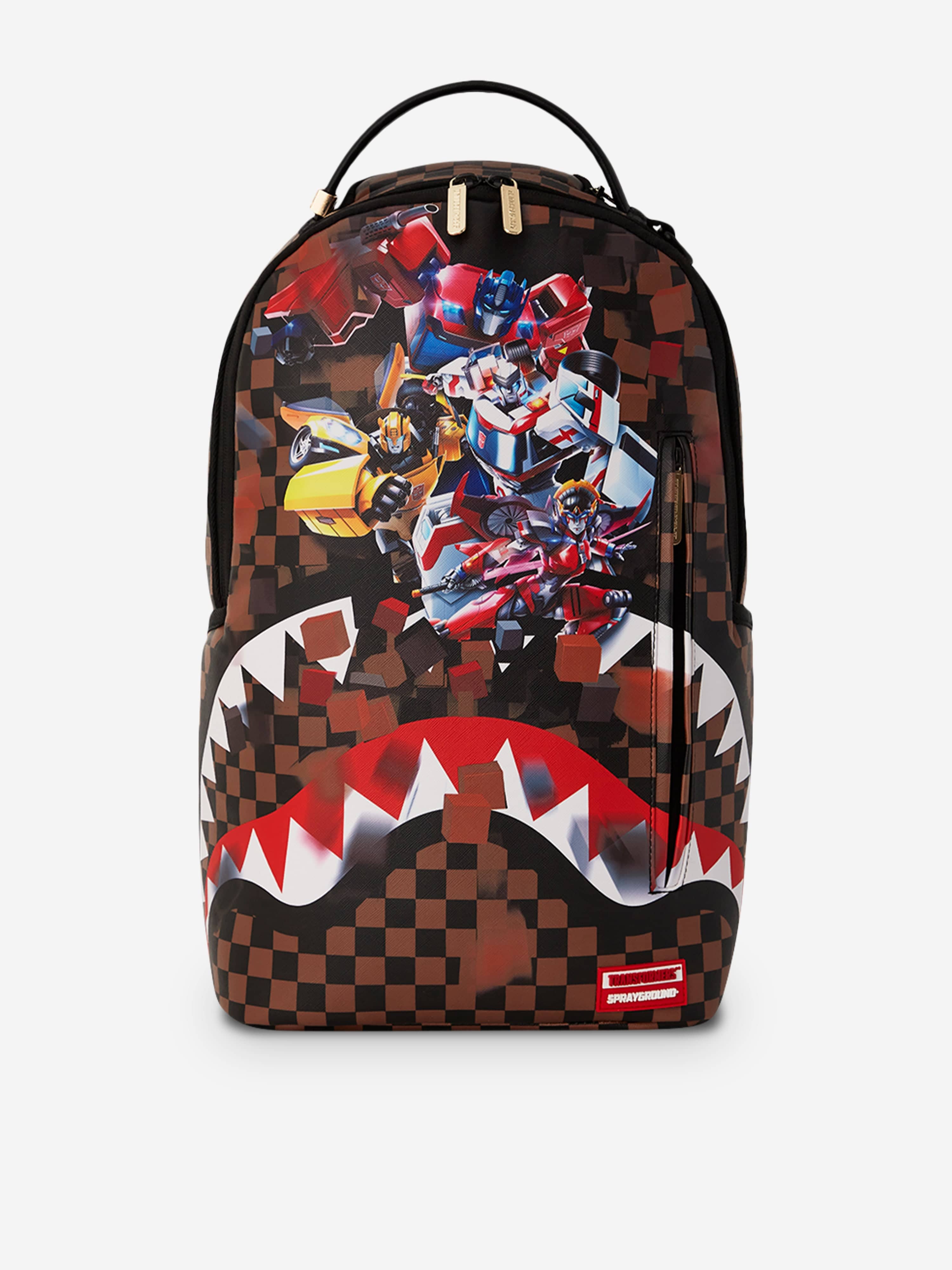 Sprayground Kids Transformers Checkered Backpack in Brown 46cm Childsplay Clothing