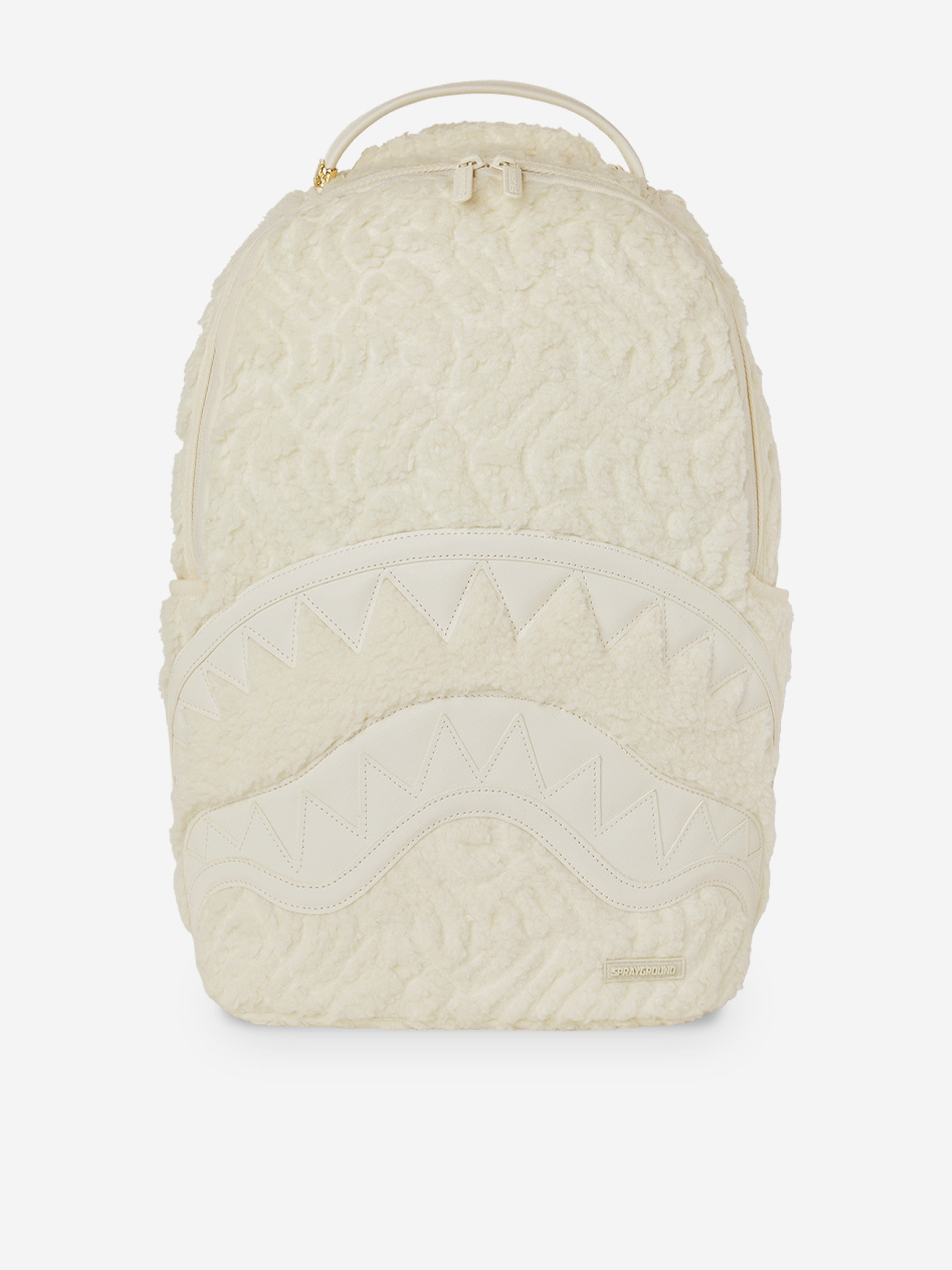 Sprayground Kids Sherpa Shark Backpack in Ivory (46cm