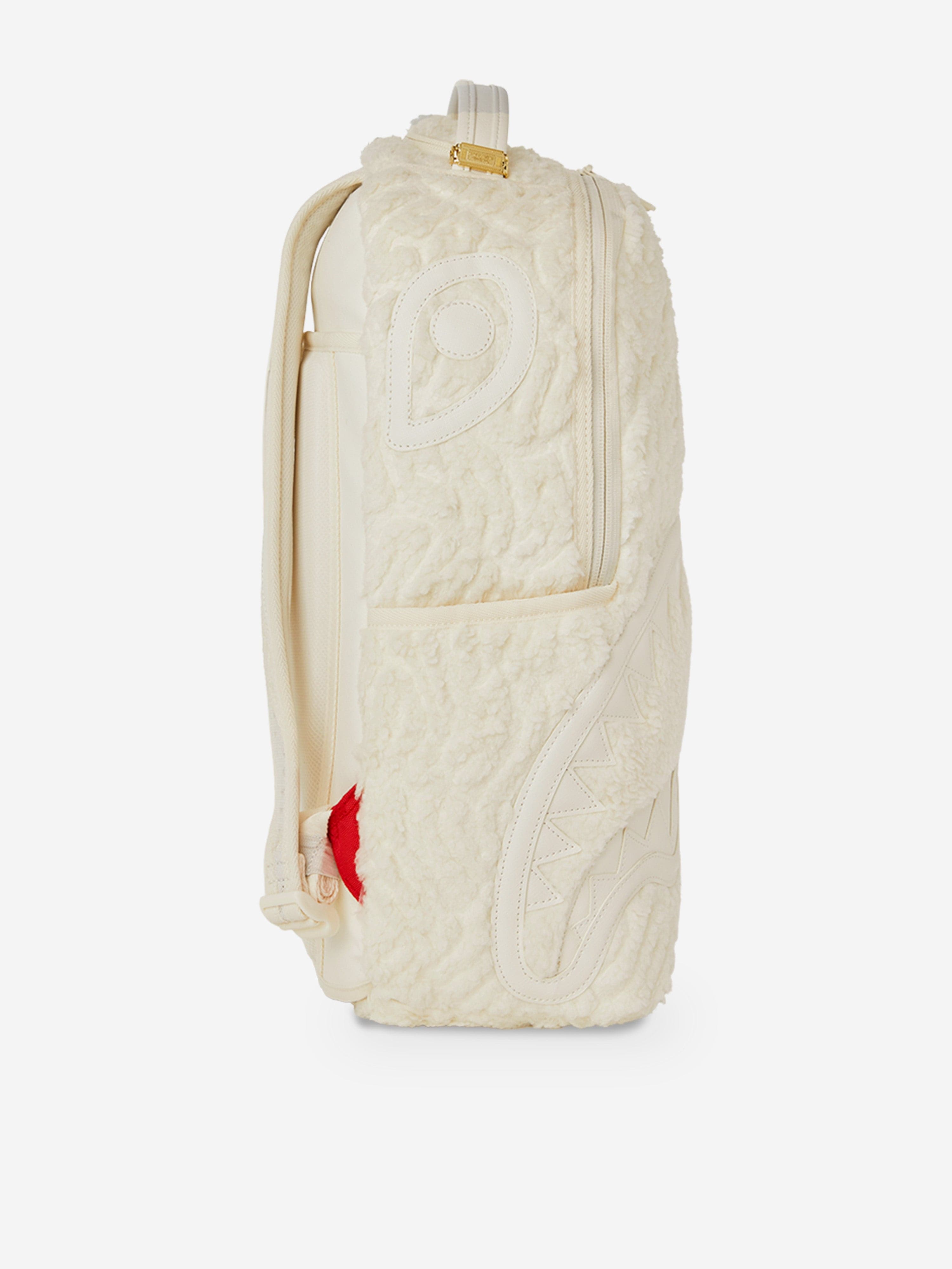 Sprayground Kids Sherpa Shark Backpack in Ivory (46cm