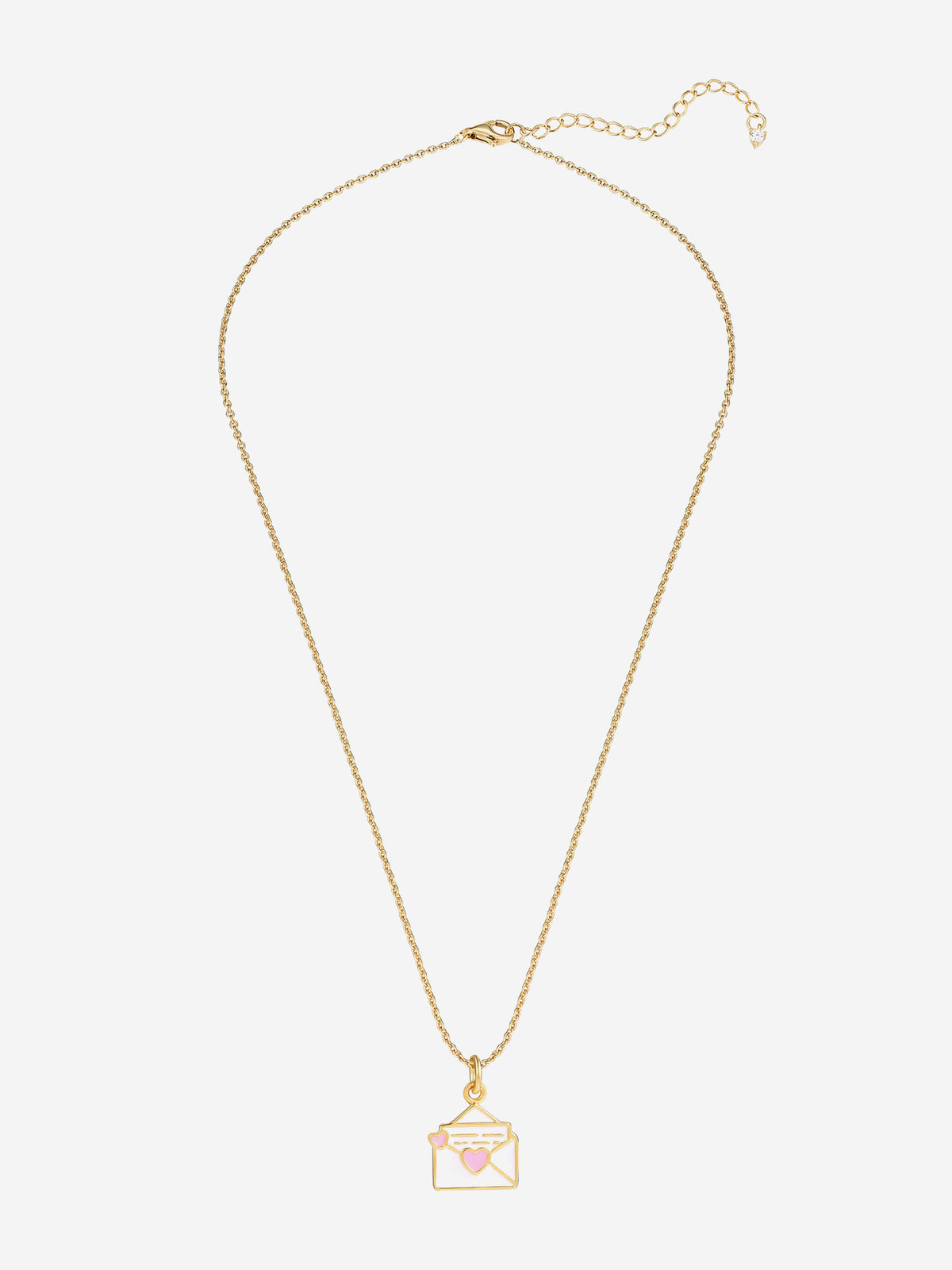 Secret Spoils Girls White Envelope Necklace in Gold (40cm)