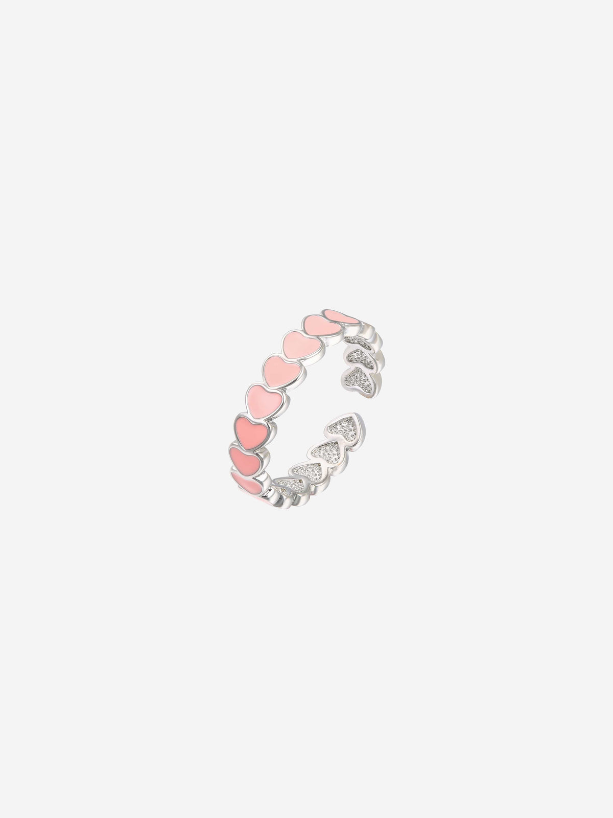 Secret Spoils Girls Pink Hearts Open Ring in Silver