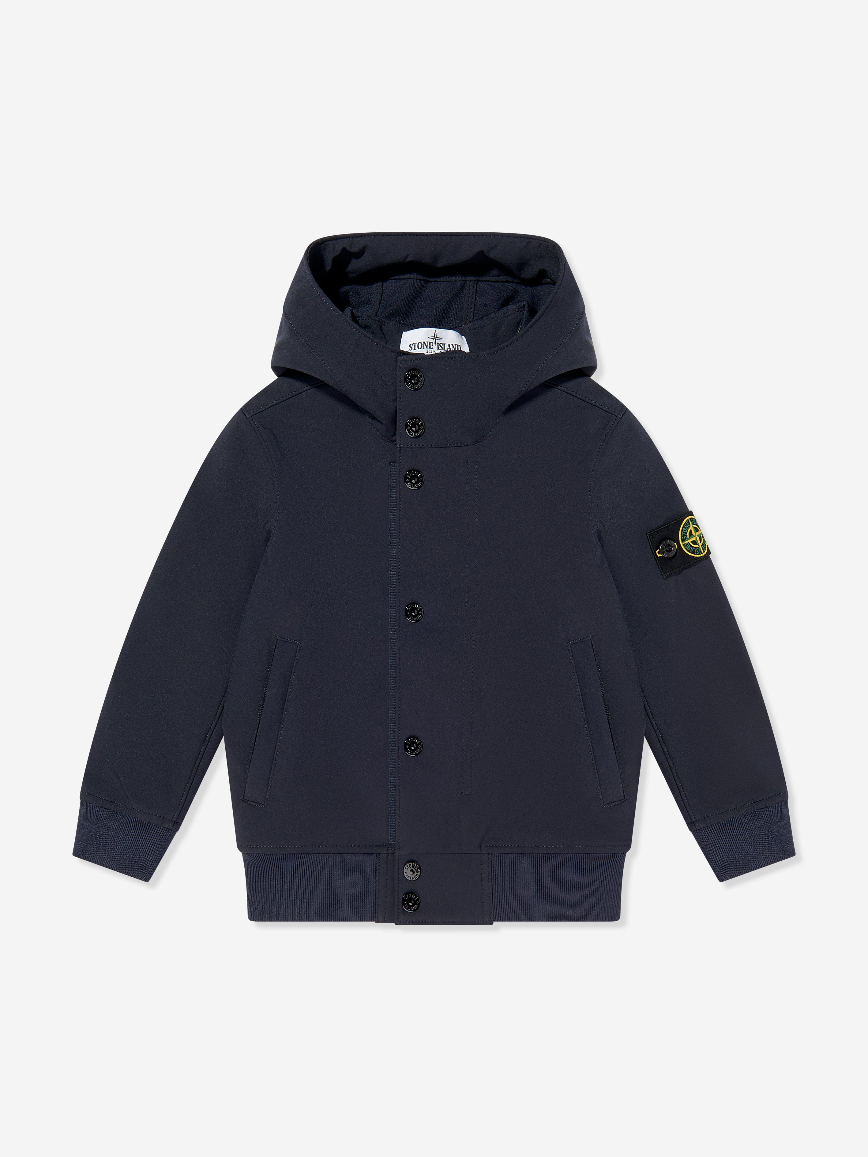 Stone Island Boy Hooded Bomber Jacket in Navy | Childsplay Clothing UK