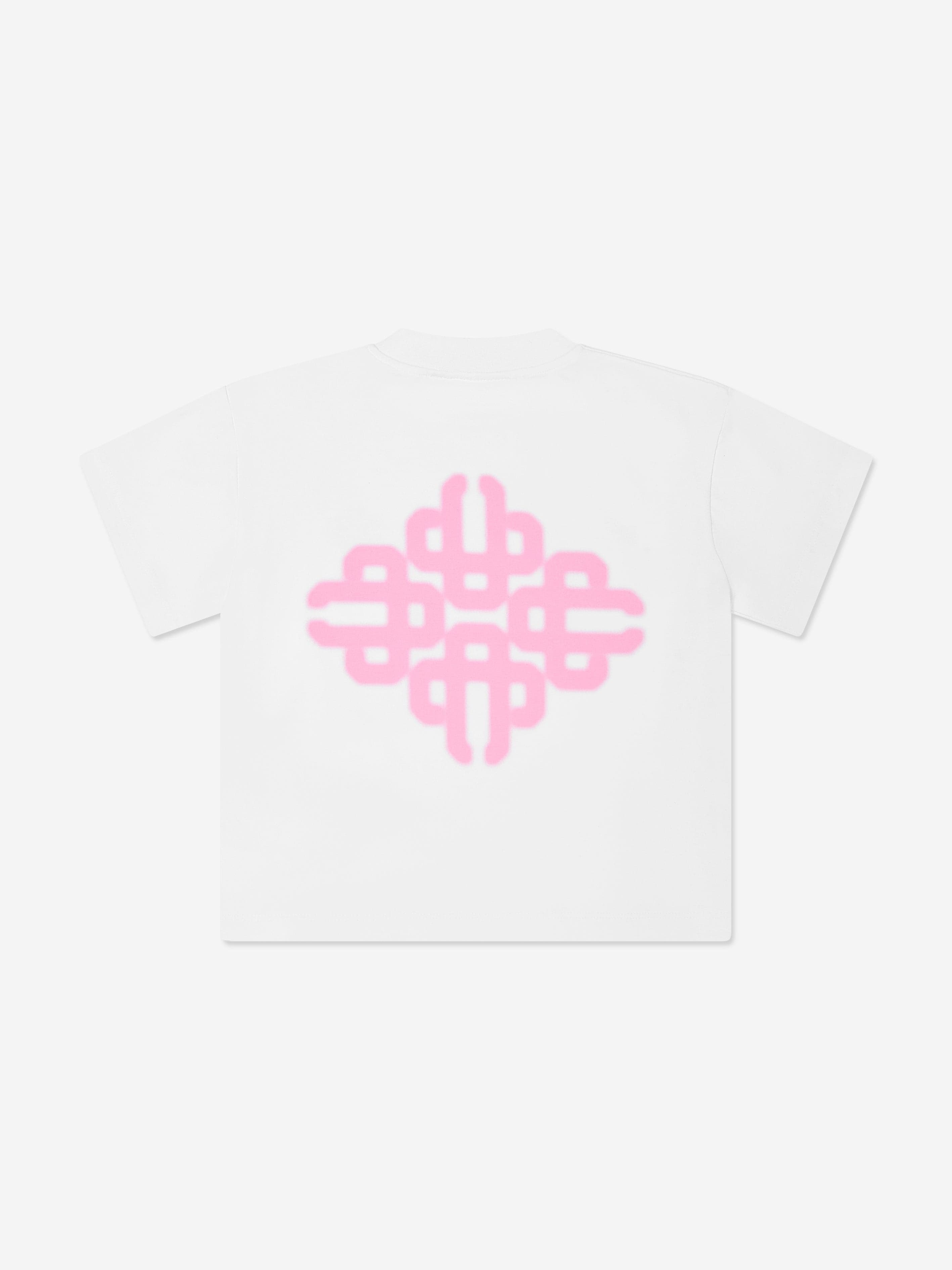 The Couture Club Kids Blurred Graphic Emblem T-Shirt in White
