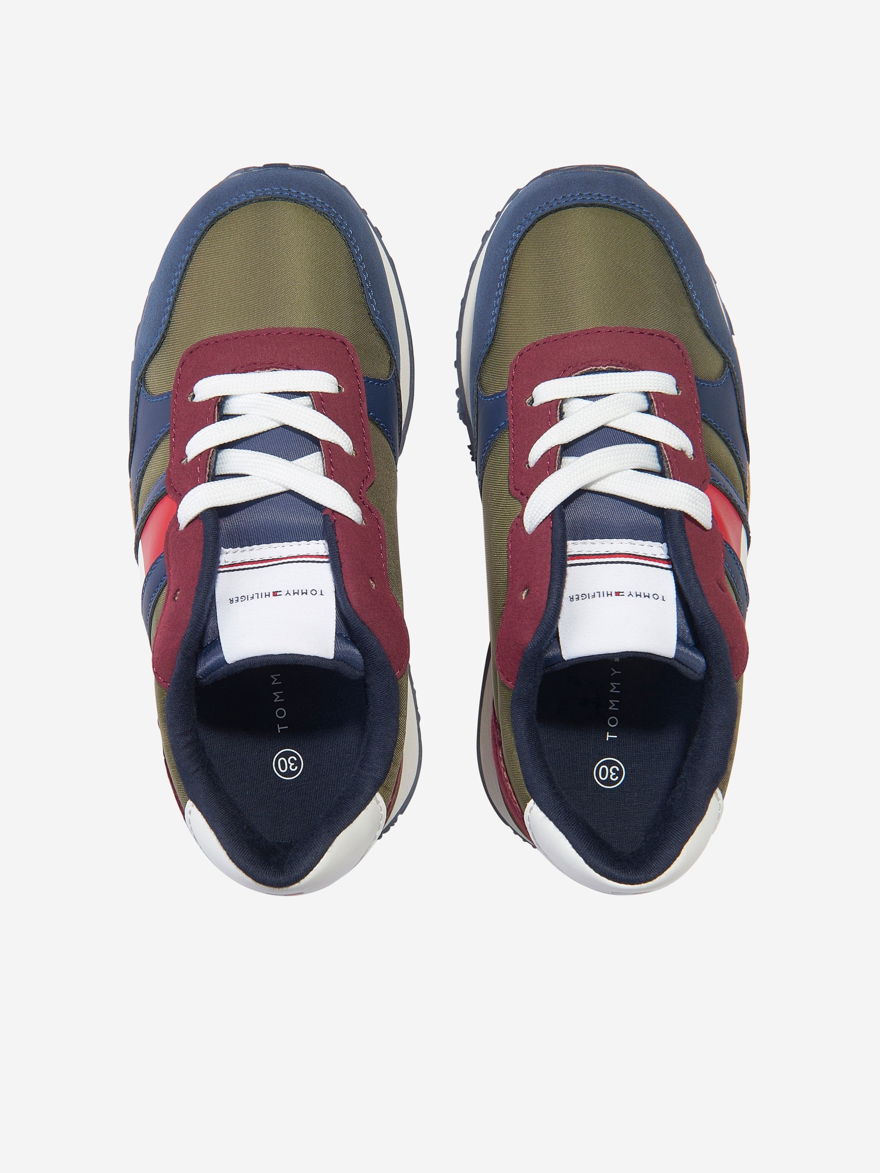 Tommy Hilfiger Kids Flag Low Cut Lace Up Trainers in Multicoloured