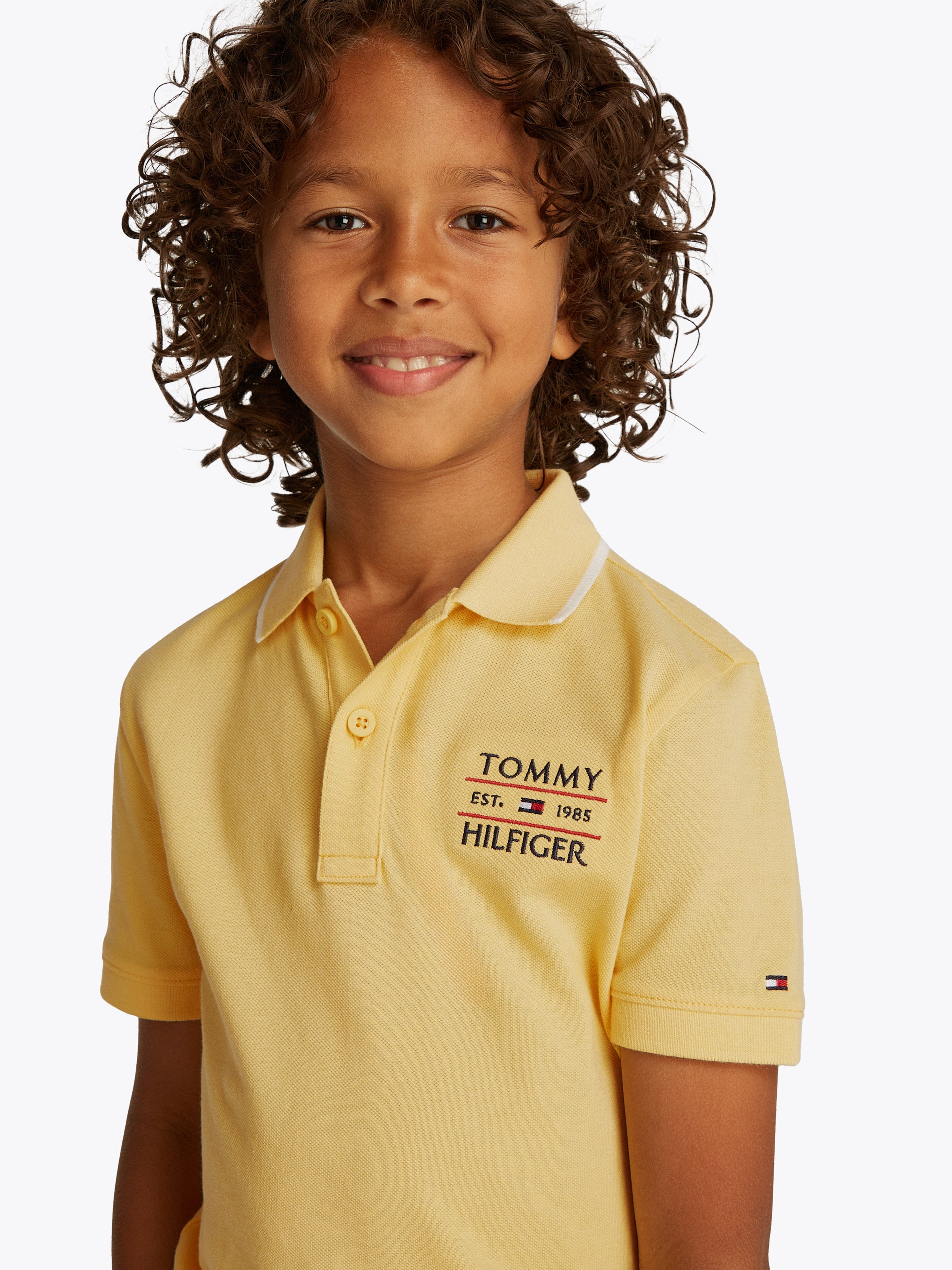 Tommy Hilfiger Boys Flag Polo Shirt in Yellow