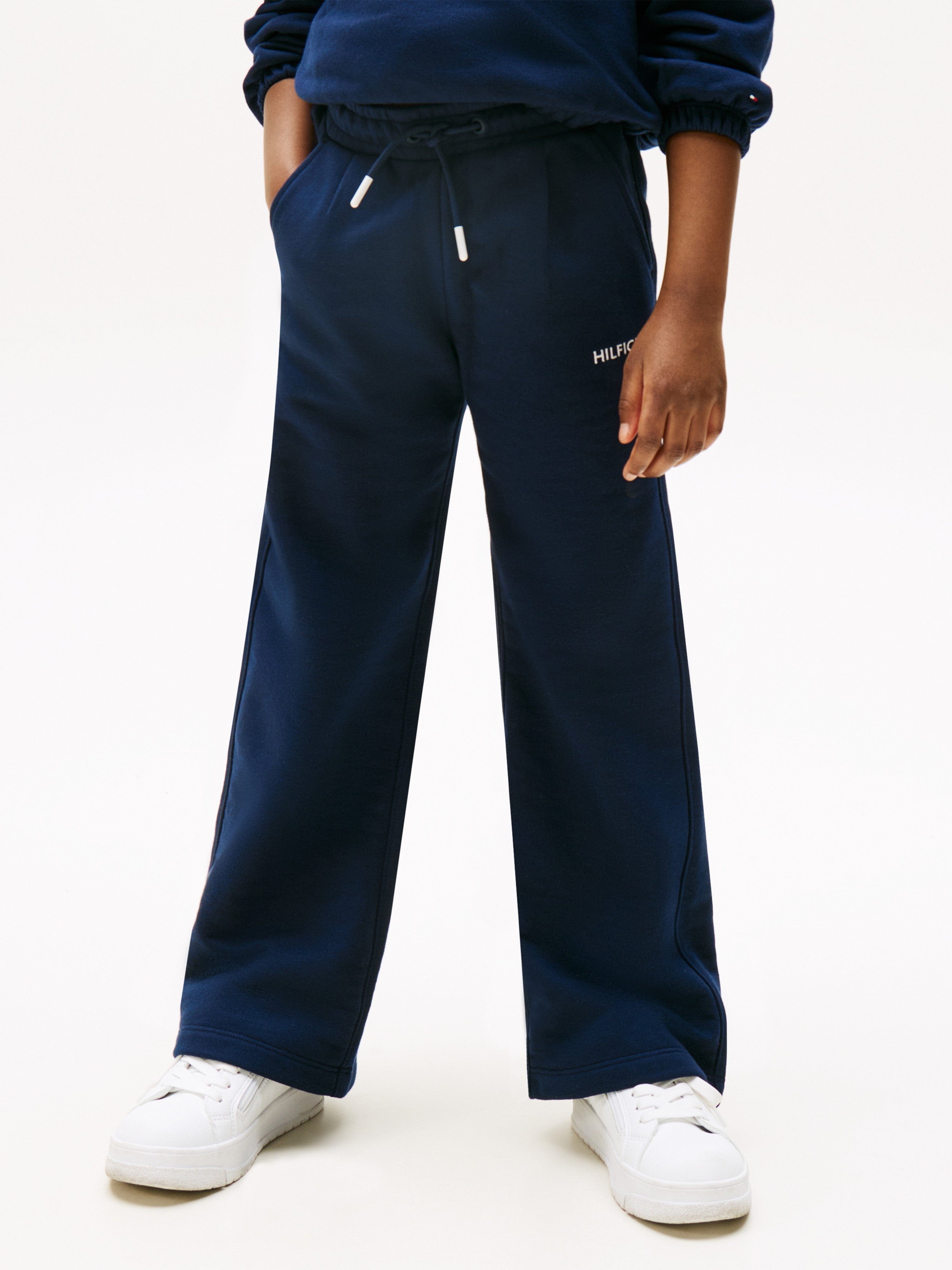 Tommy Hilfiger Girls Hilfiger Flag Wide Joggers in Navy