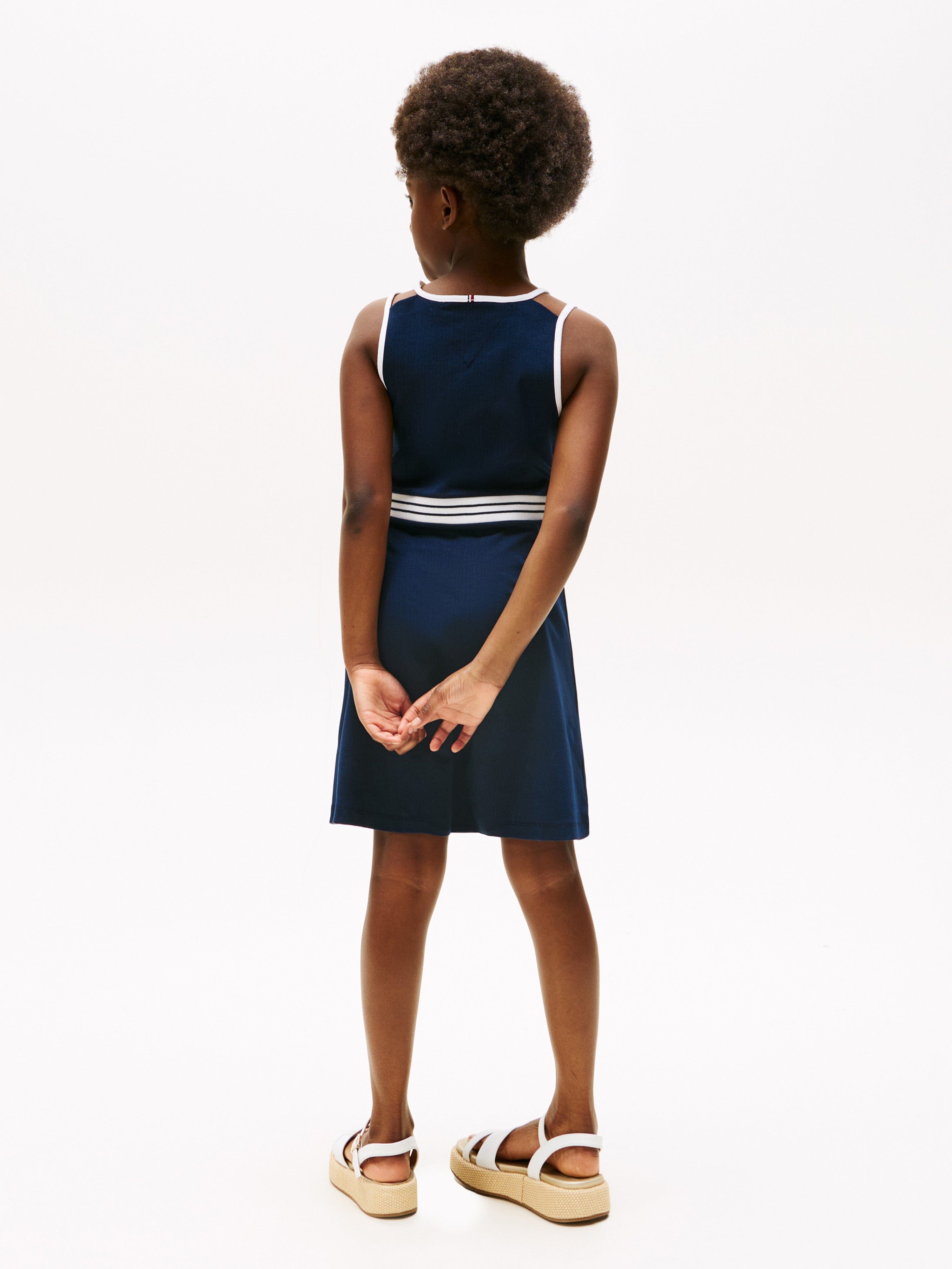 Tommy Hilfiger Girls Contrast Binding Skater Dress in Navy