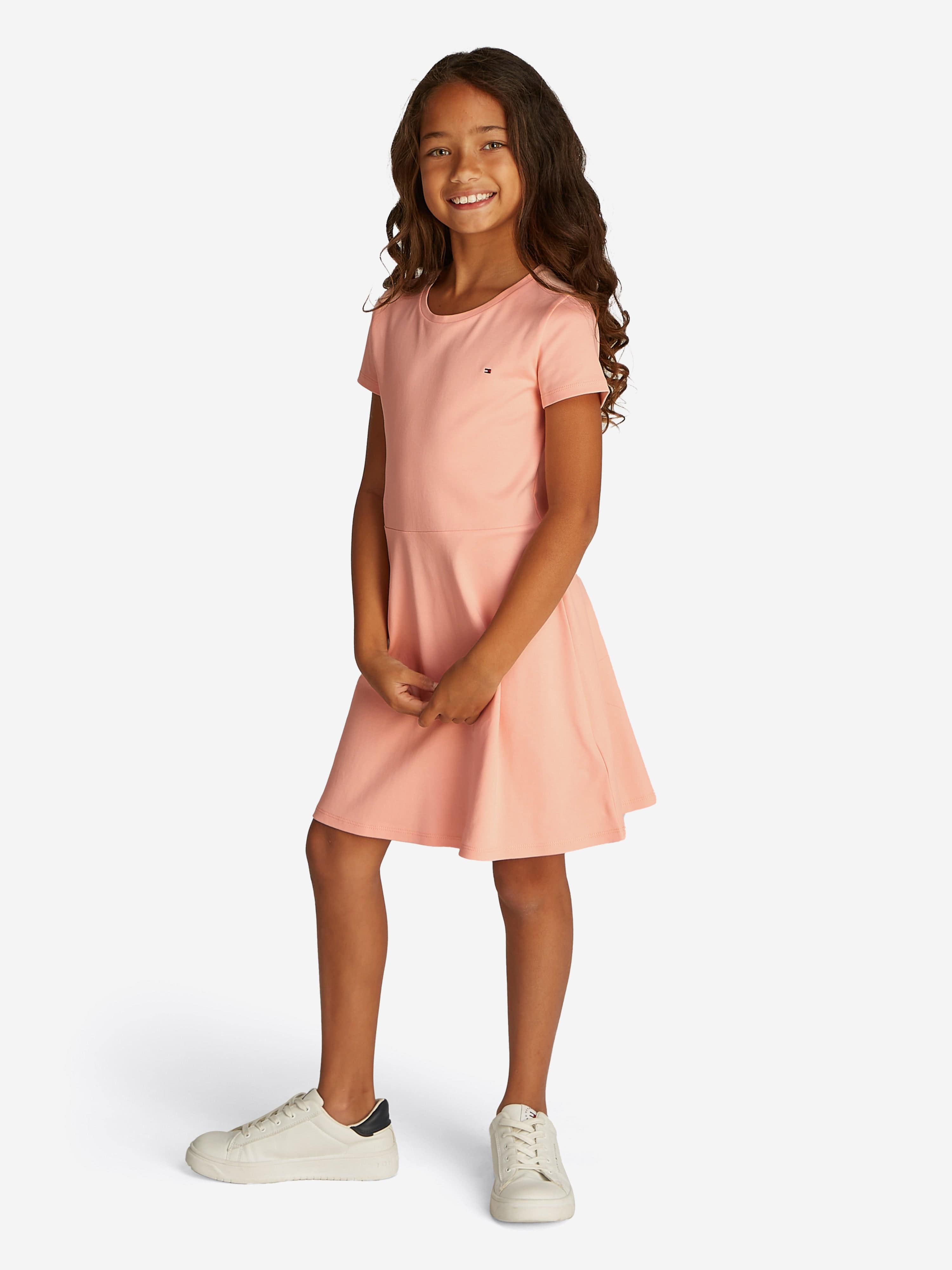 strapless open back dress Tommy Hilfiger Girls Essential Skater Dress in Pink
