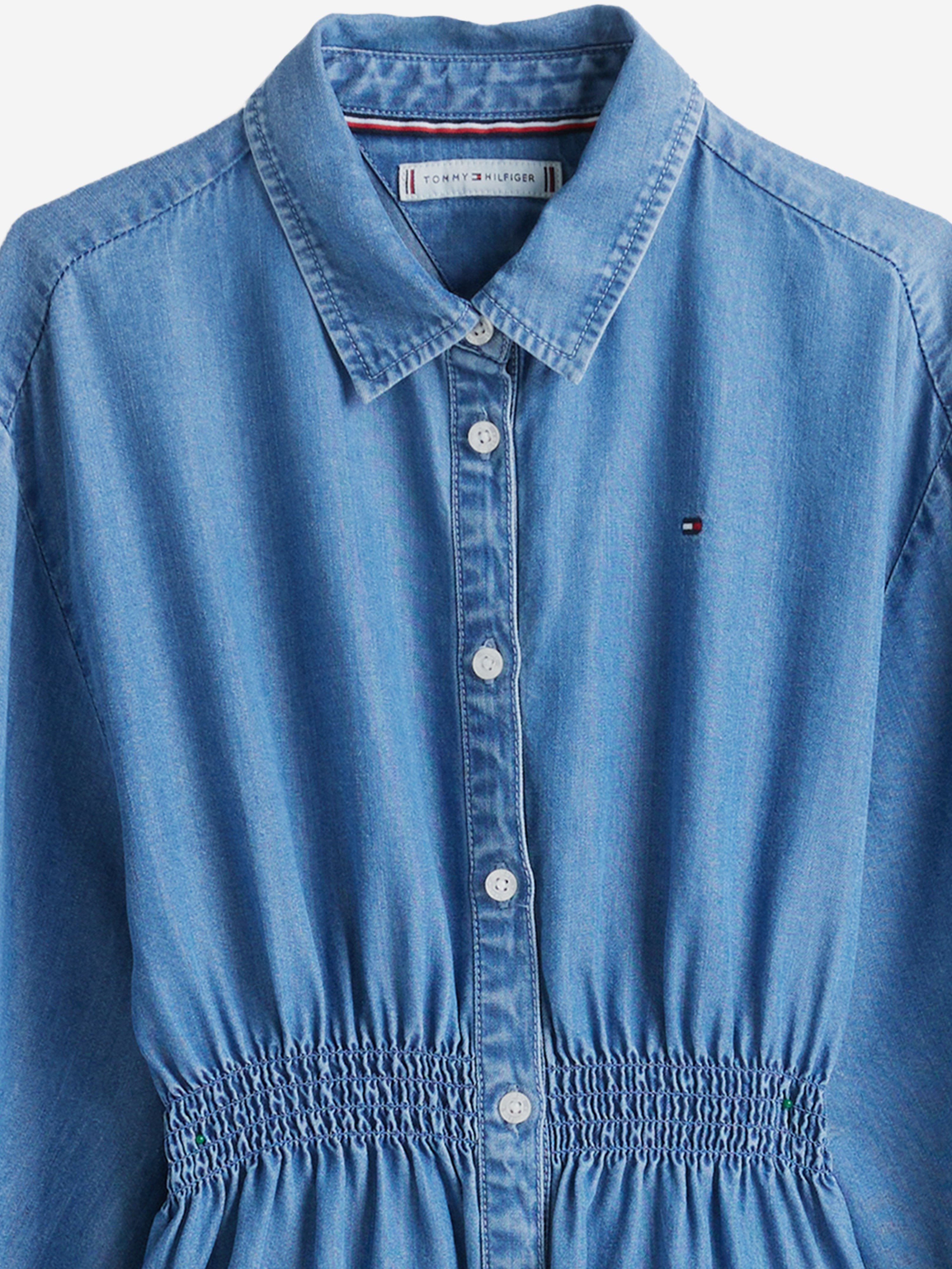 Tommy Hilfiger Girls Chambray Shirt Dress in Blue