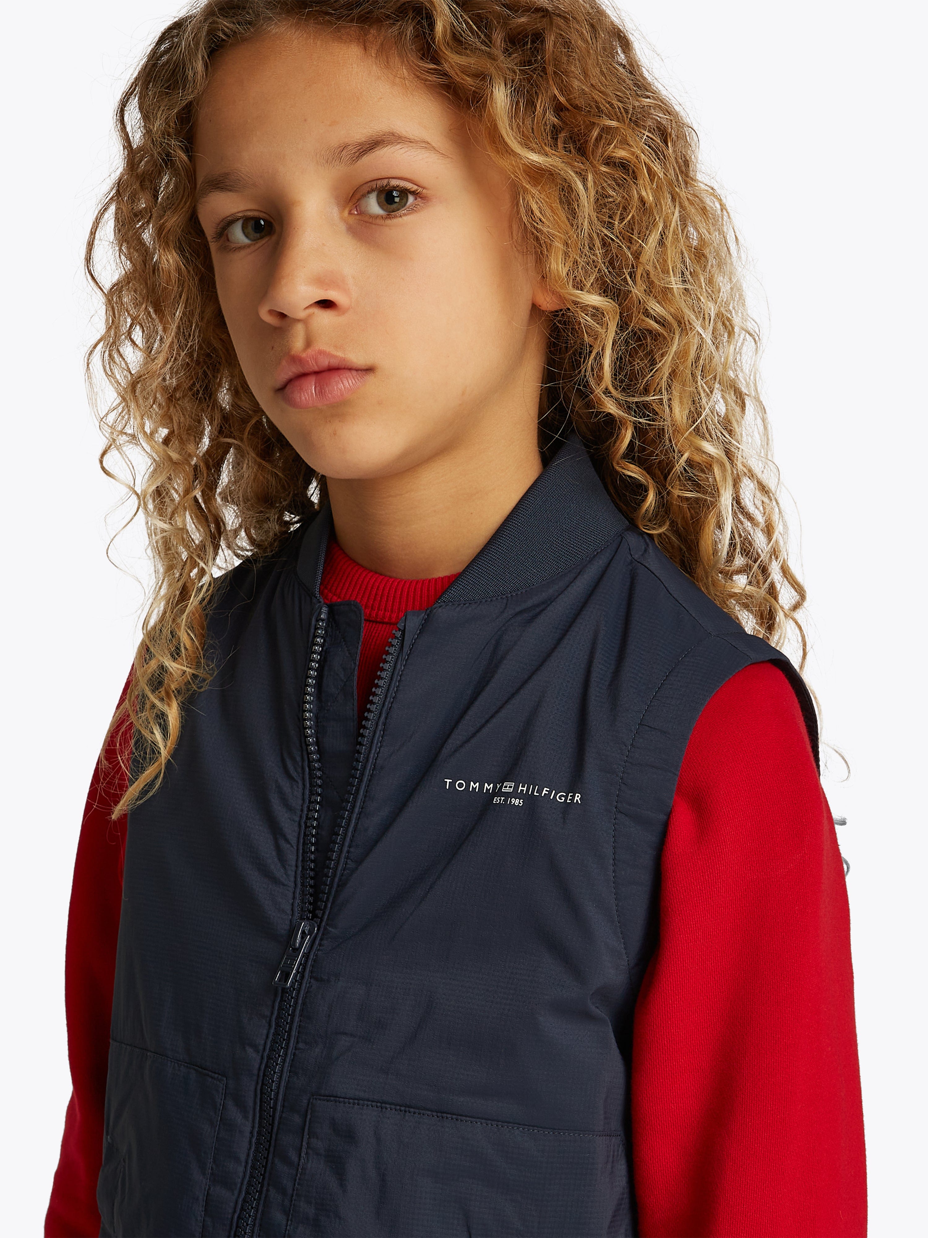Tommy Hilfiger Kids Padded Packable Gilet in Navy