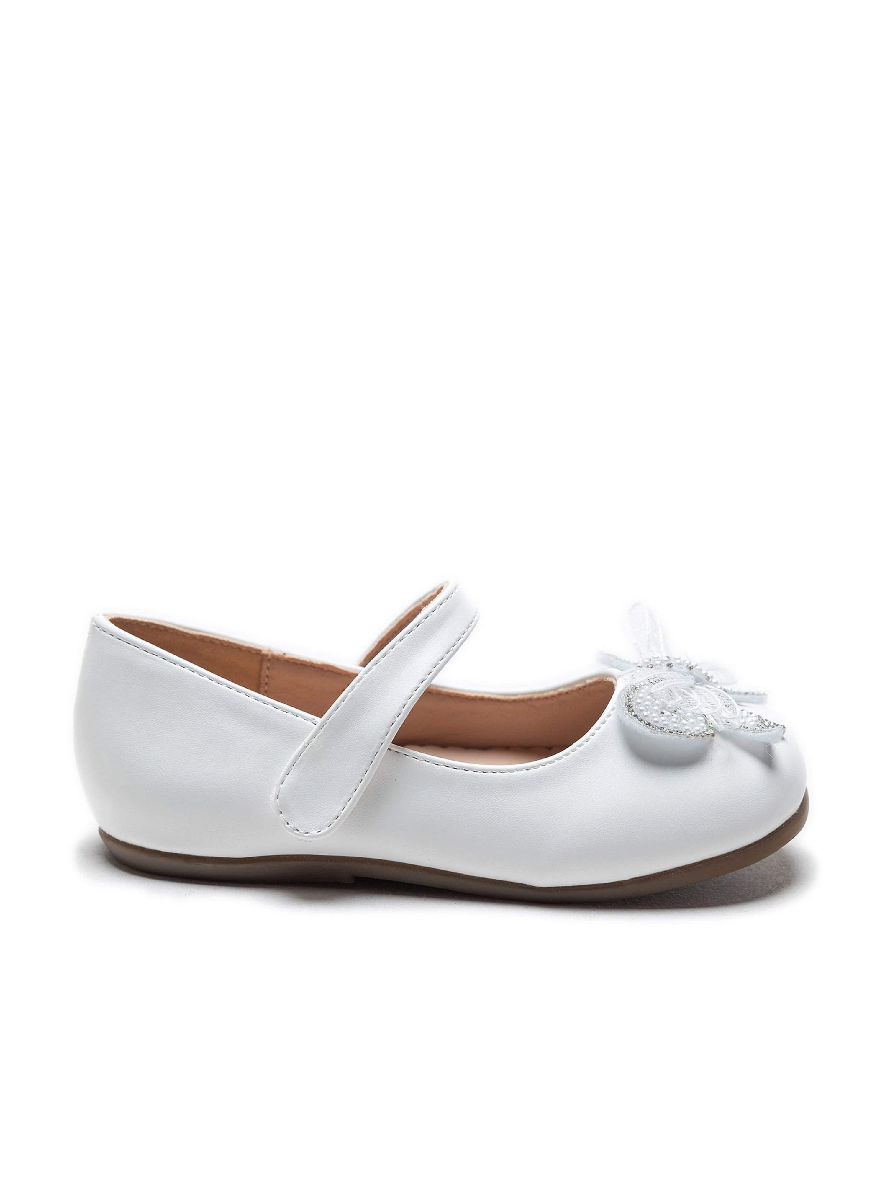 White Charlotte Ribbon Flats