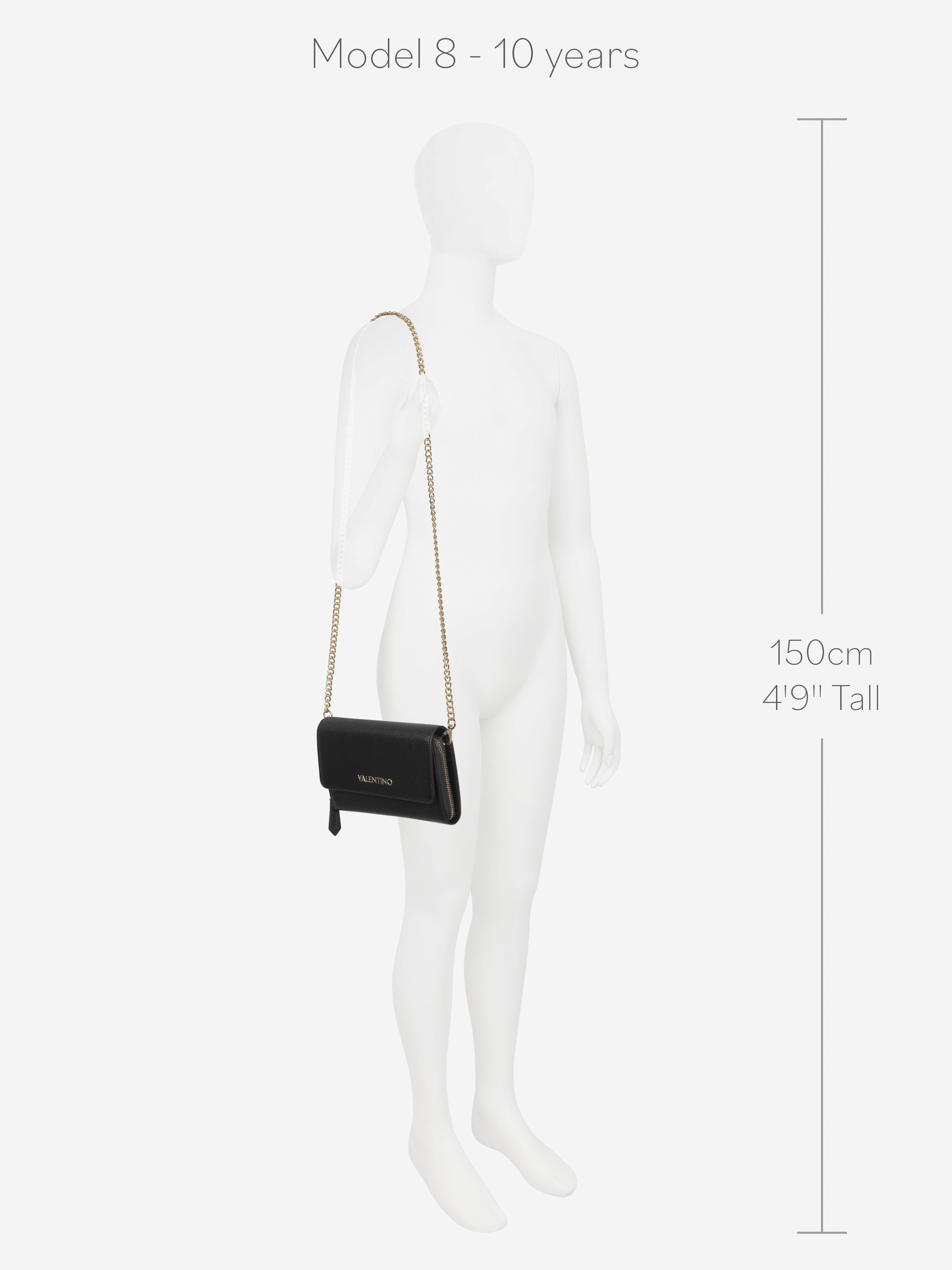 Girls Zero Wallet With Shoulder Strap in Black (W: 2.5cm