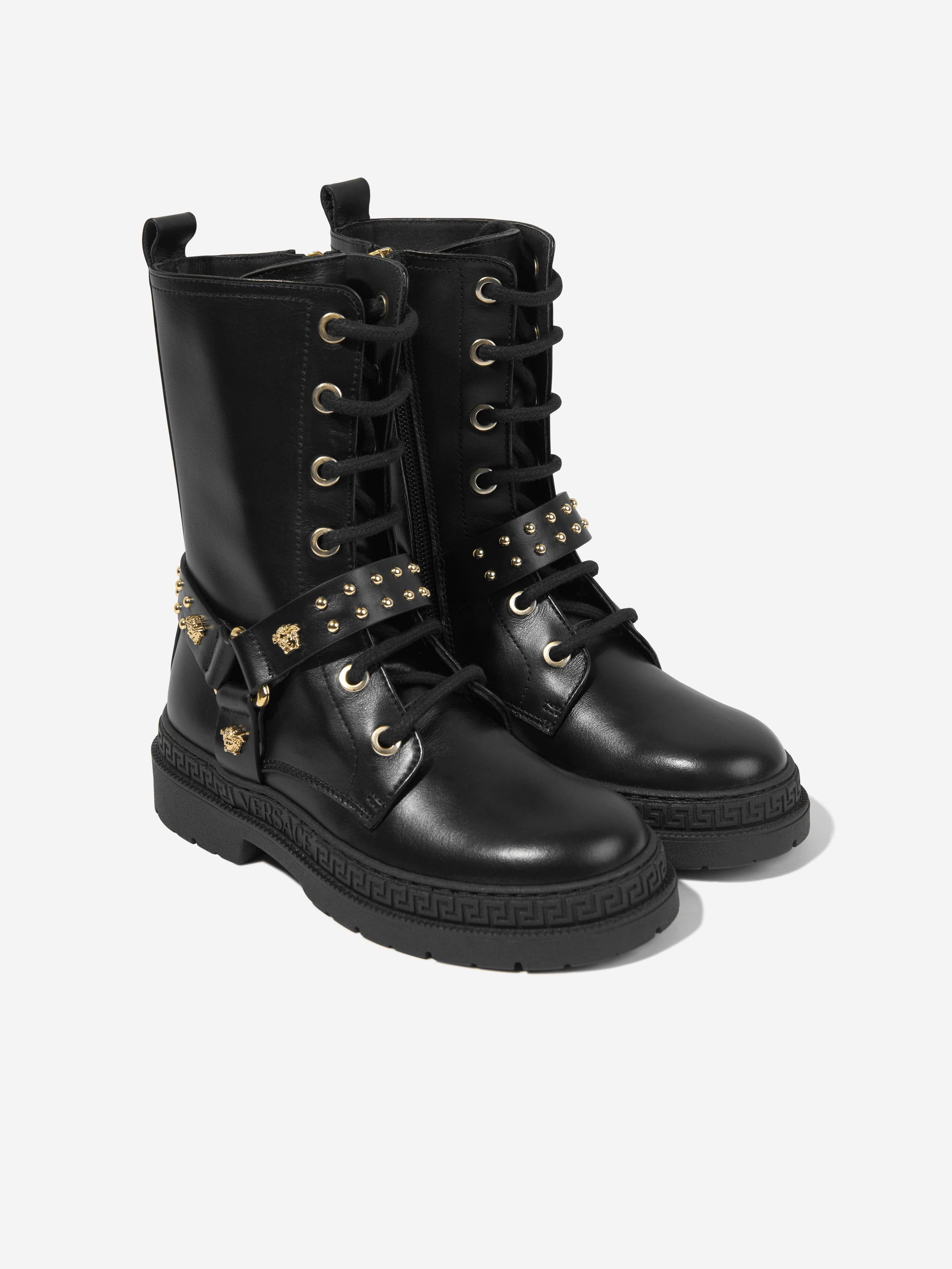 Girls leather store biker boots