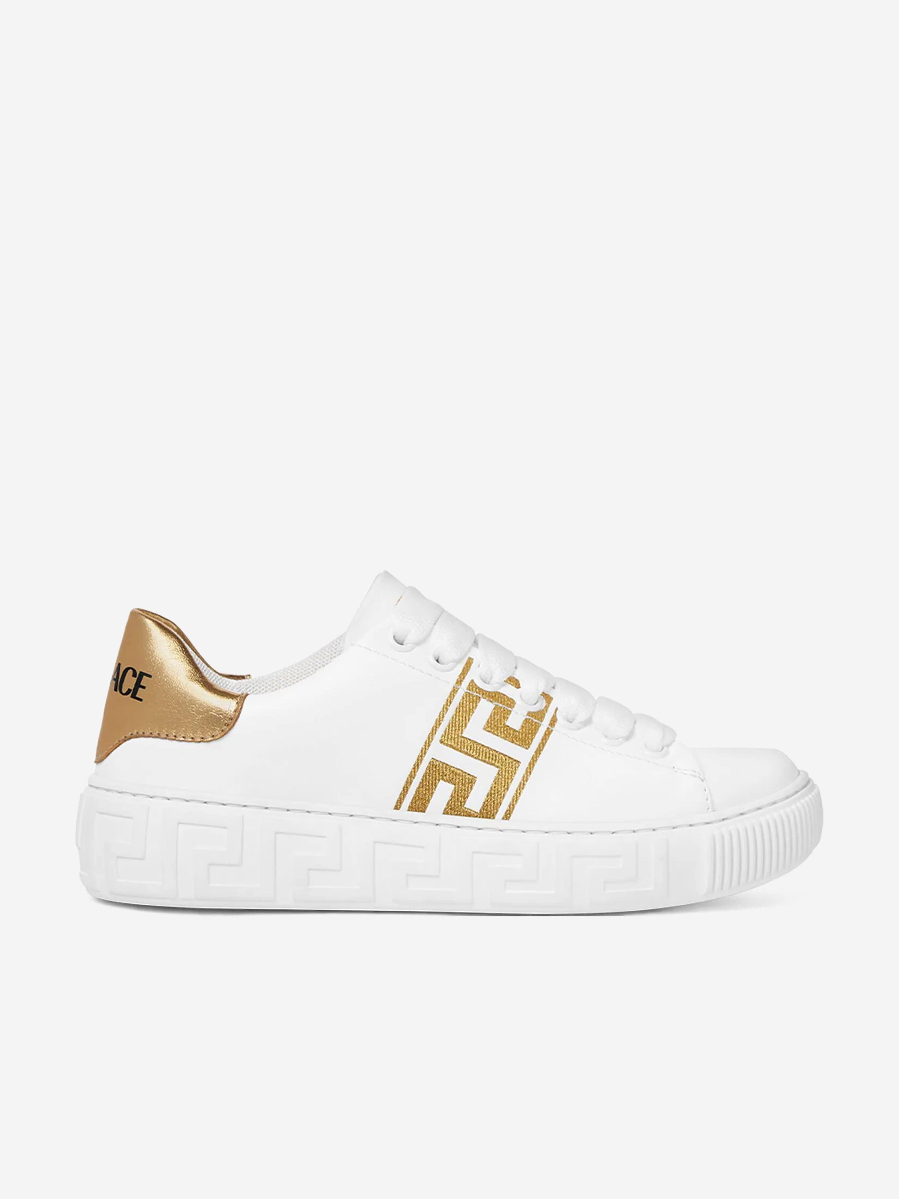 Versace Versace Kids La Greca Low Top Trainers in White