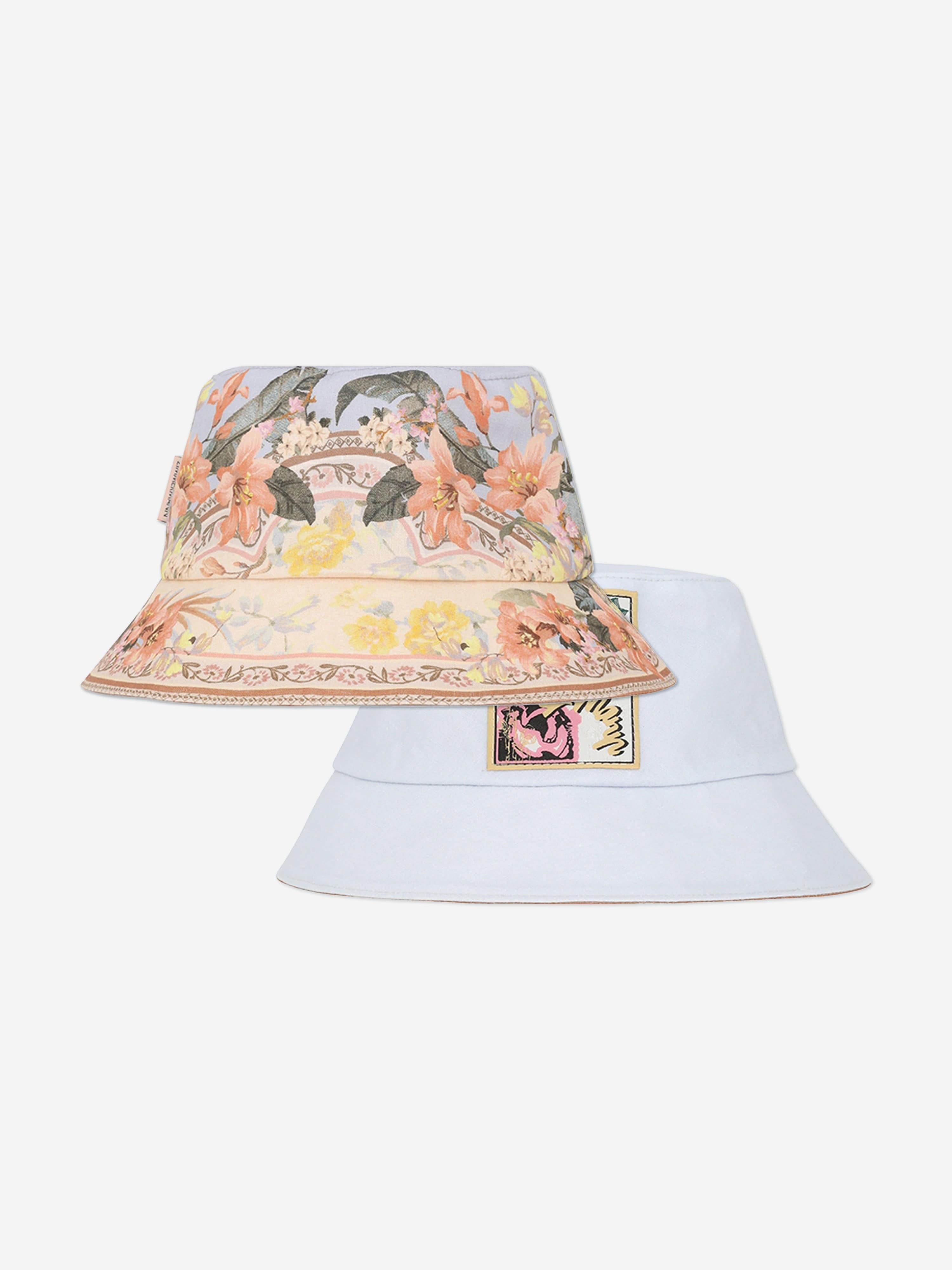 Zimmermann Girls Printed Canvas Bucket Hat in Multicolour