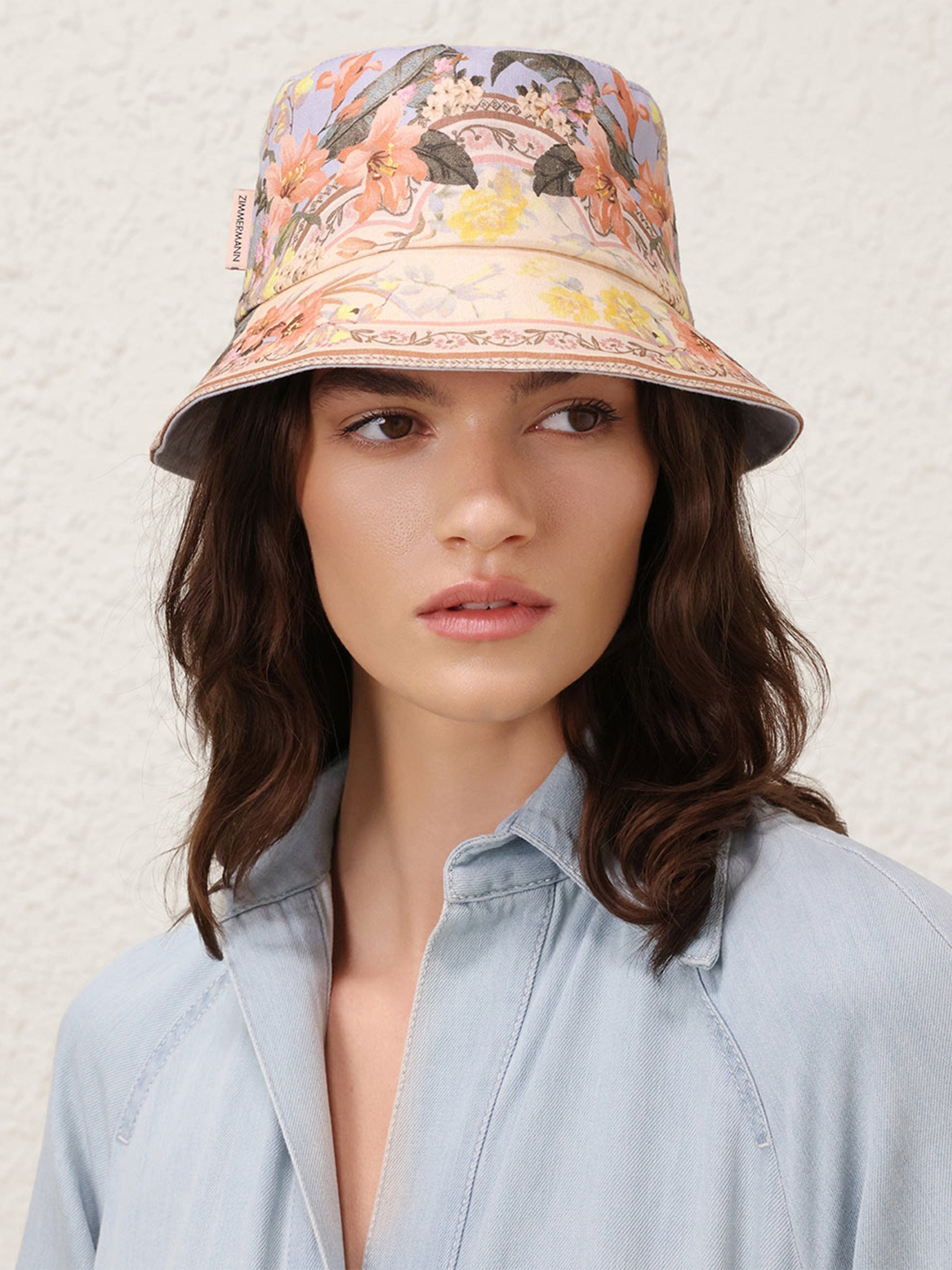 Zimmermann Girls Printed Canvas Bucket Hat in Multicolour