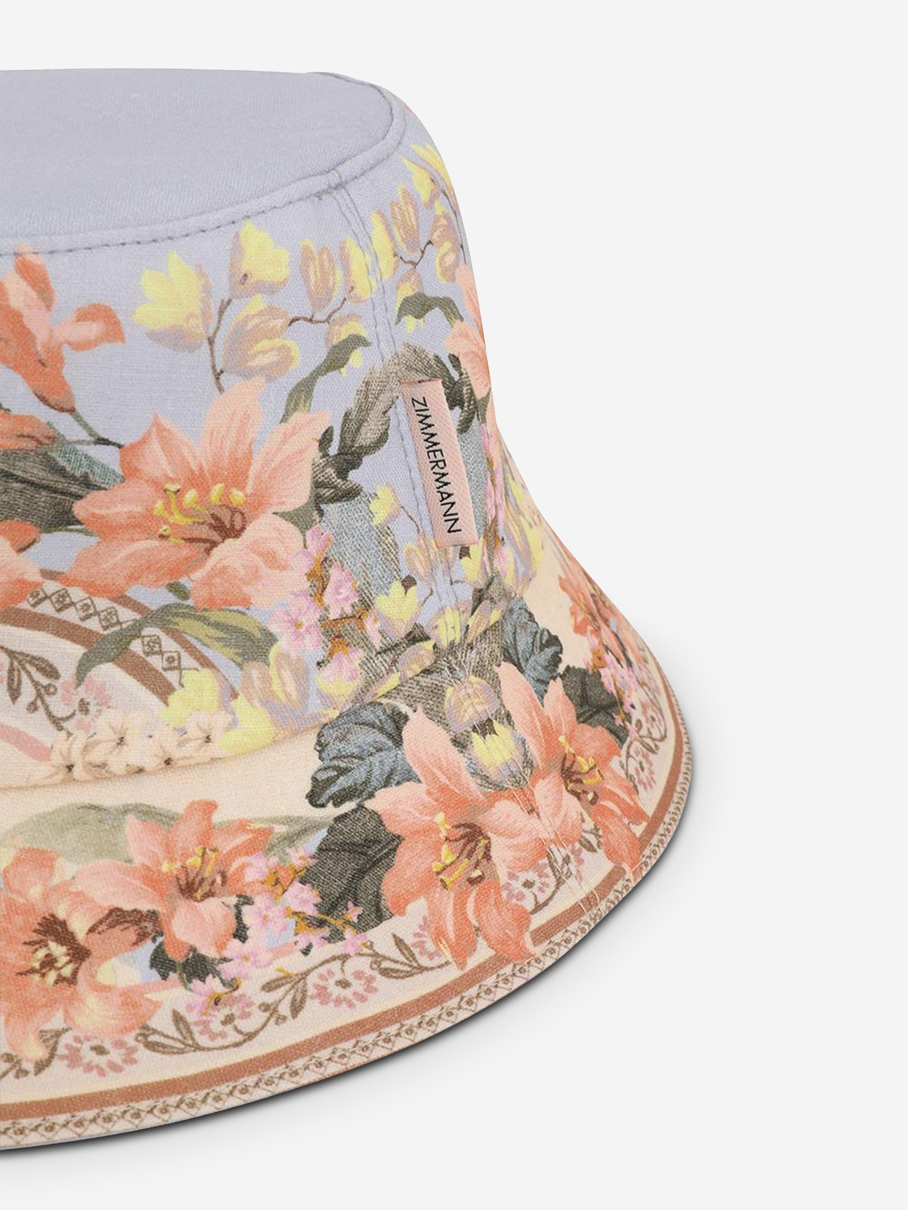 Zimmermann Girls Printed Canvas Bucket Hat in Multicolour