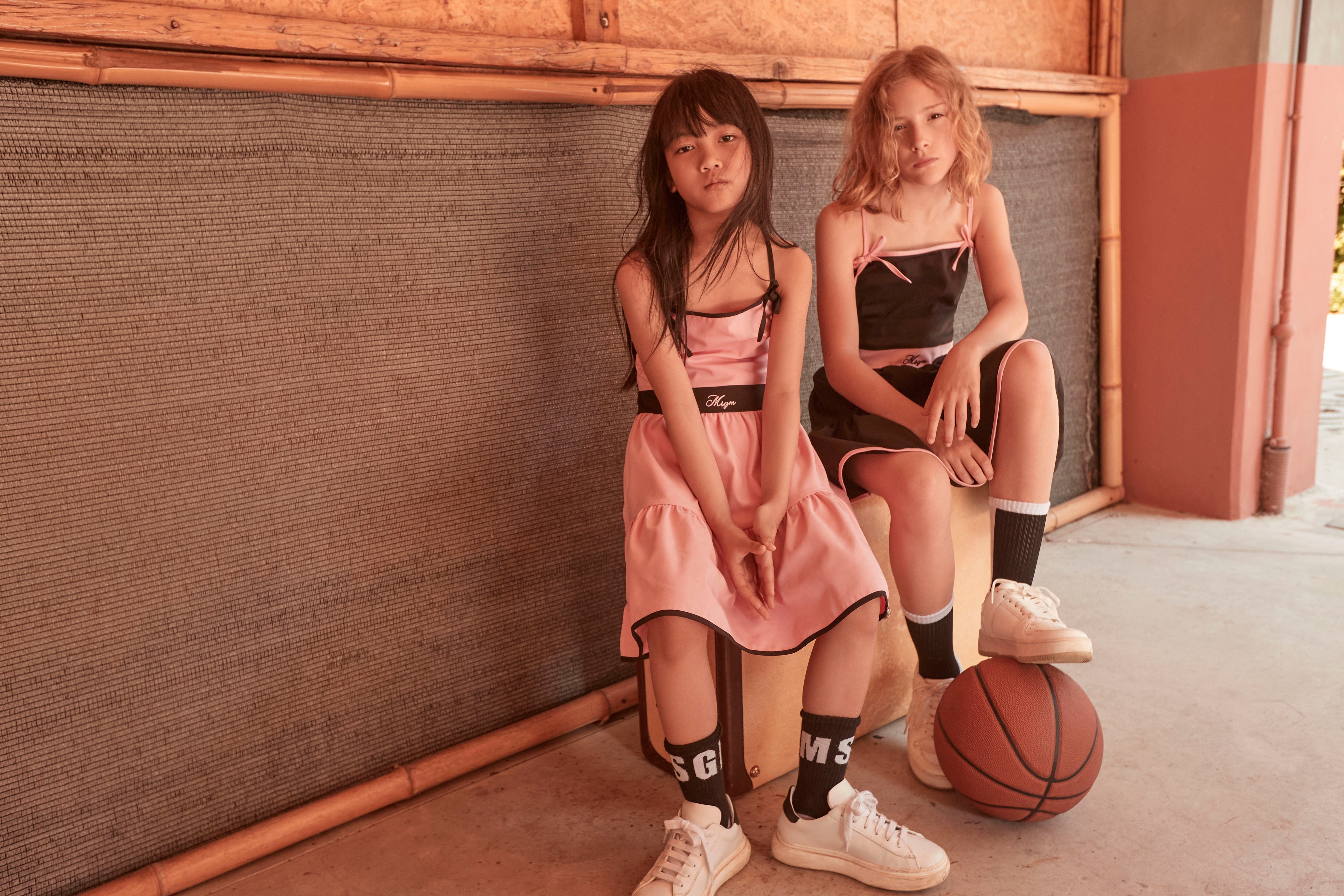 MSGM Girls Cotton Technical Dress in Black Childsplay Clothing