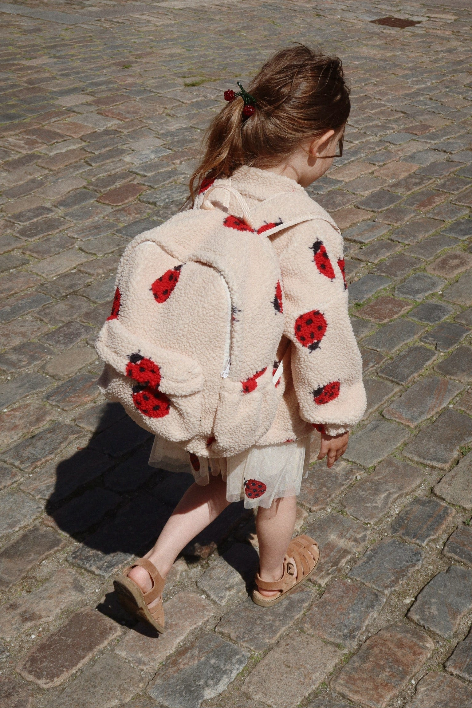 Girls Jody Ladybug Teddy Backpack in Beige (32cm)