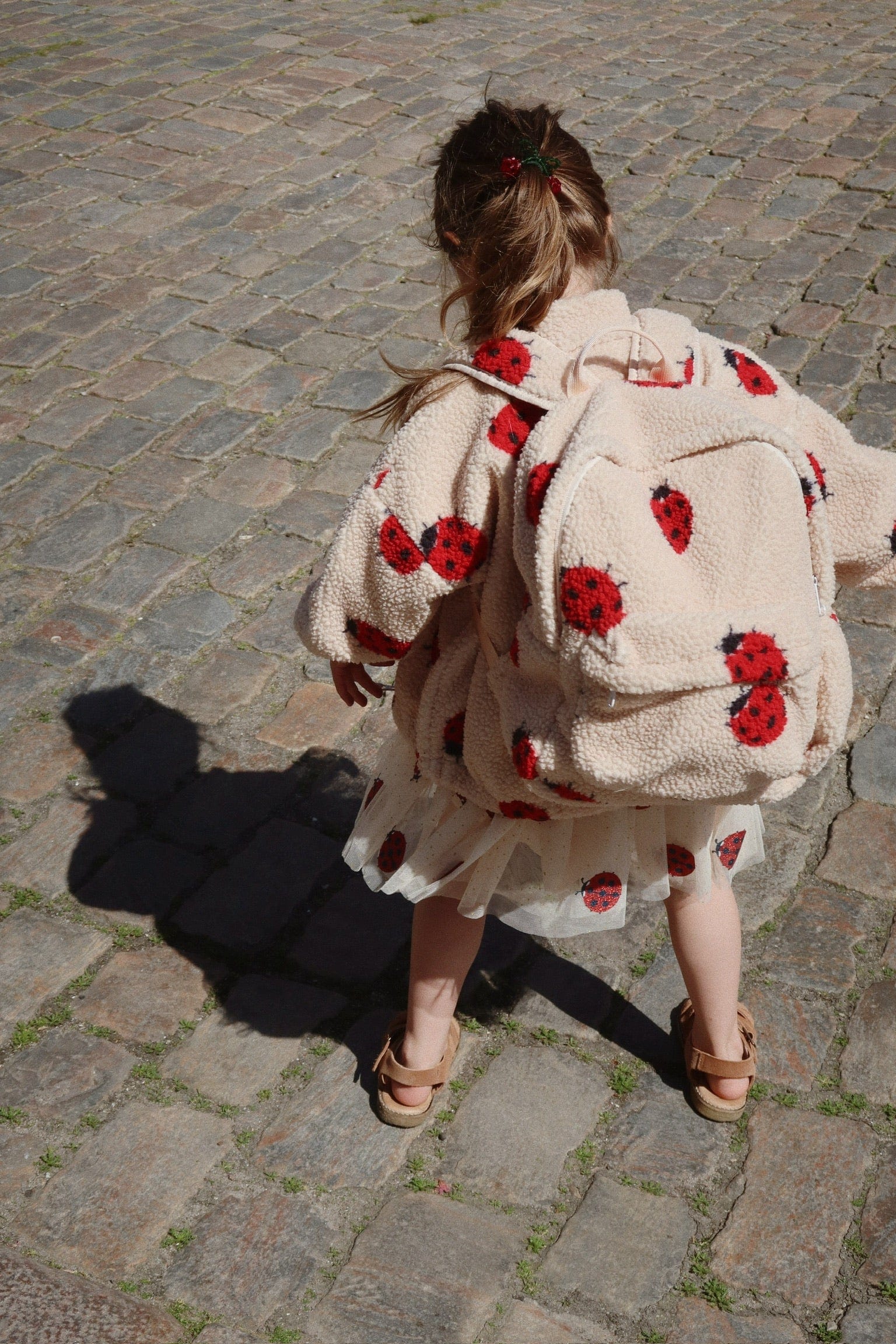 Girls Jody Ladybug Teddy Backpack in Beige (32cm)