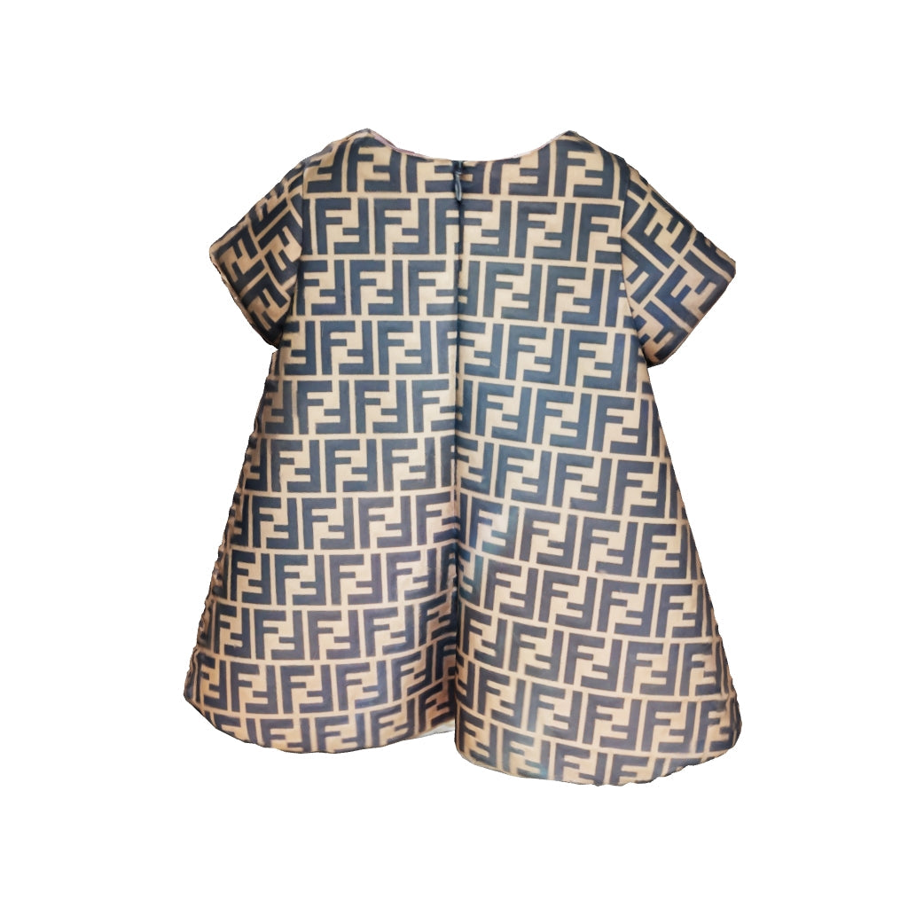 Fendi Kids Baby Girls FF Logo Dress in Brown Childsplay Clothing