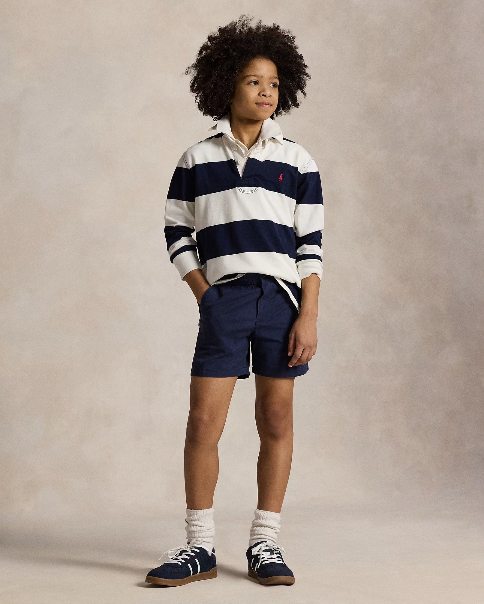 Ralph Lauren Boys Striped Jersey Rugby Shirt in Navy | Childsplay