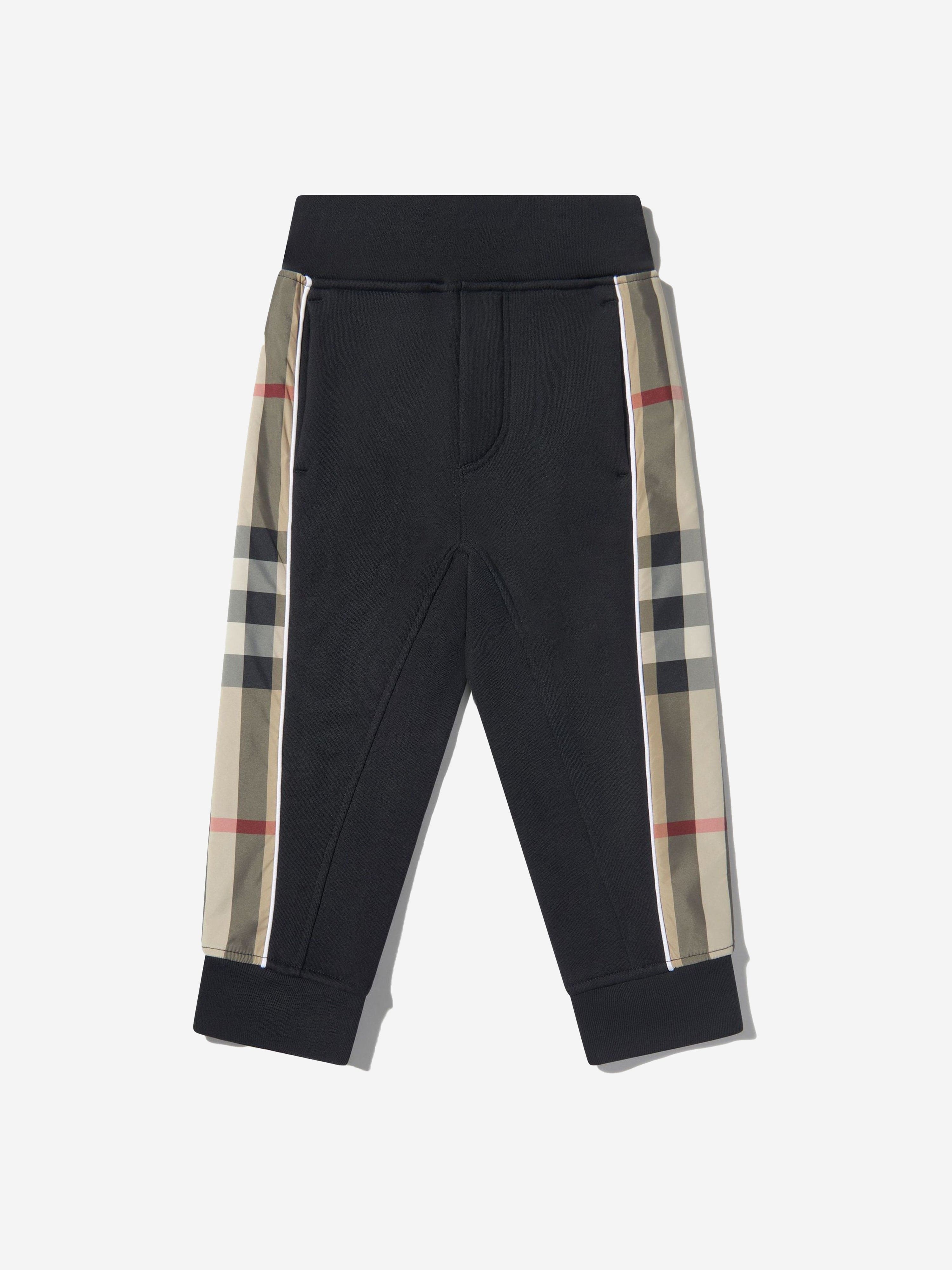 Boys Cotton Check Trim Joggers