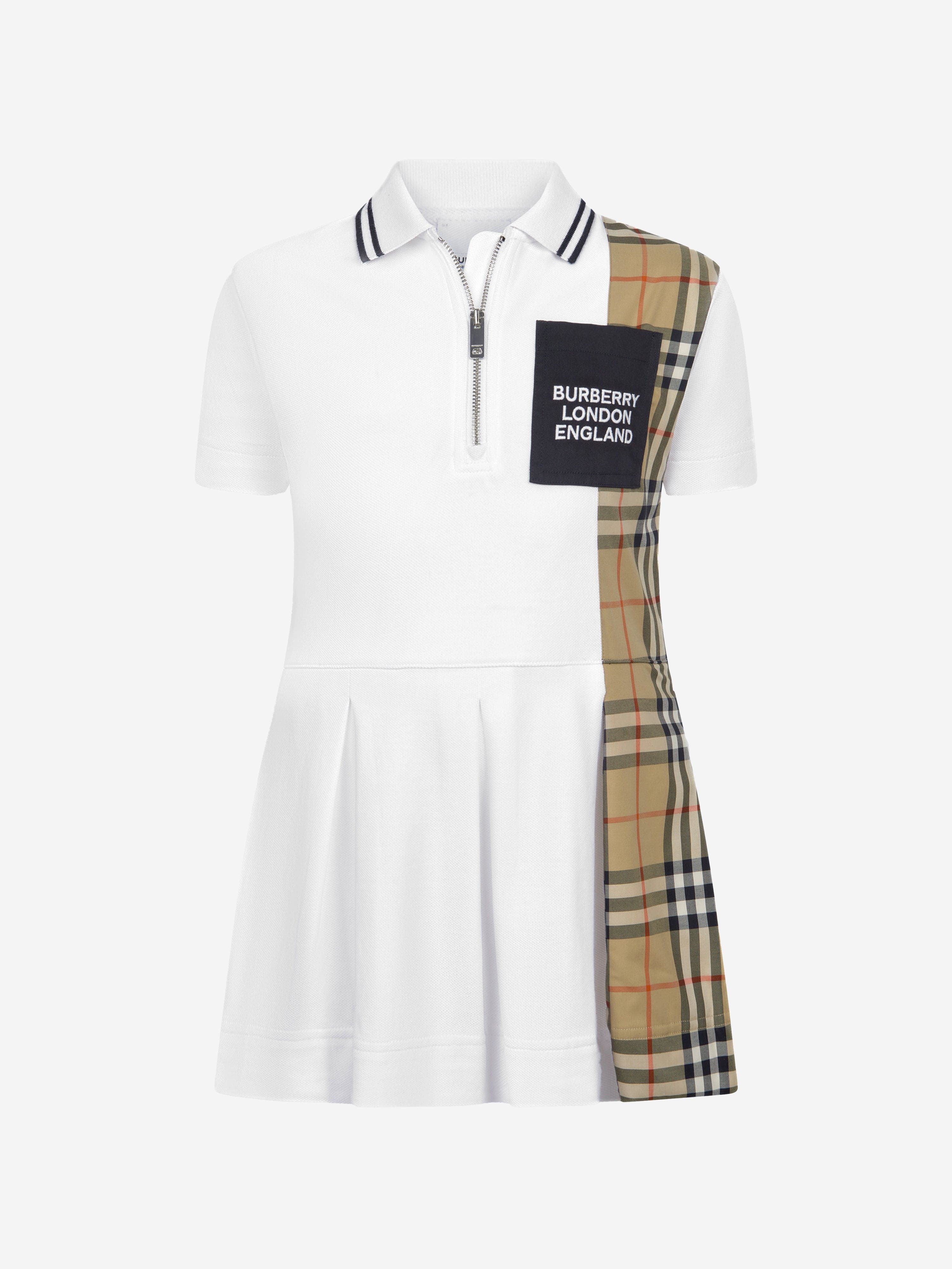 Burberry Kids Girls Cotton Check Trim Polo Dress Childsplay Clothing
