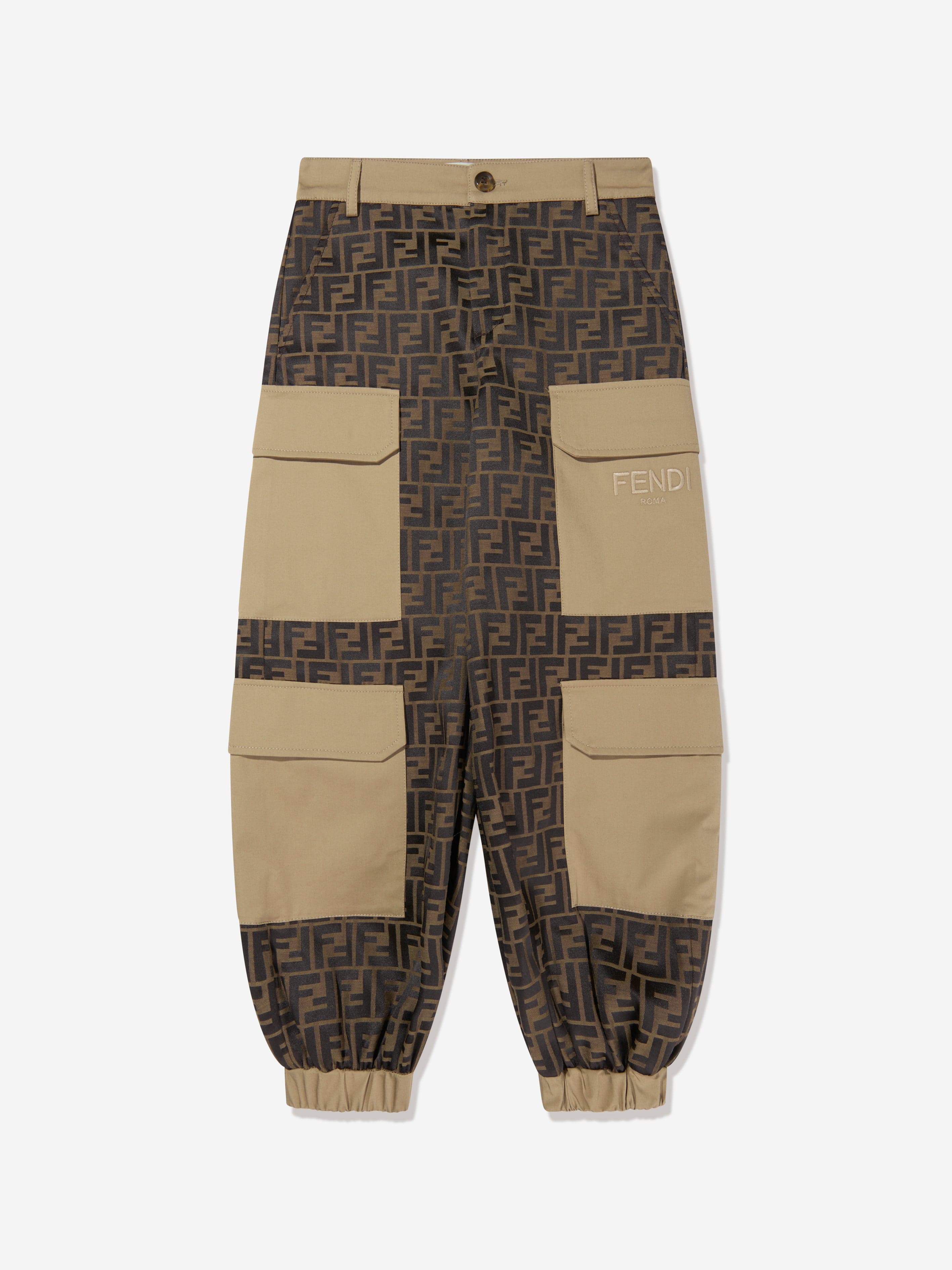 Kids Zucca Jacquard Cargo Trousers in Brown