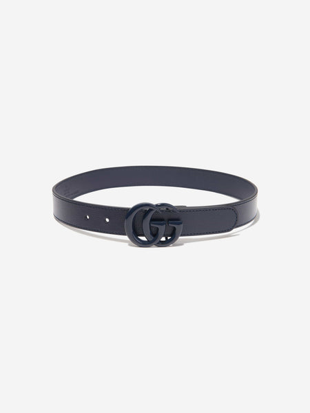 Gucci Kids Leather GG Belt in Navy