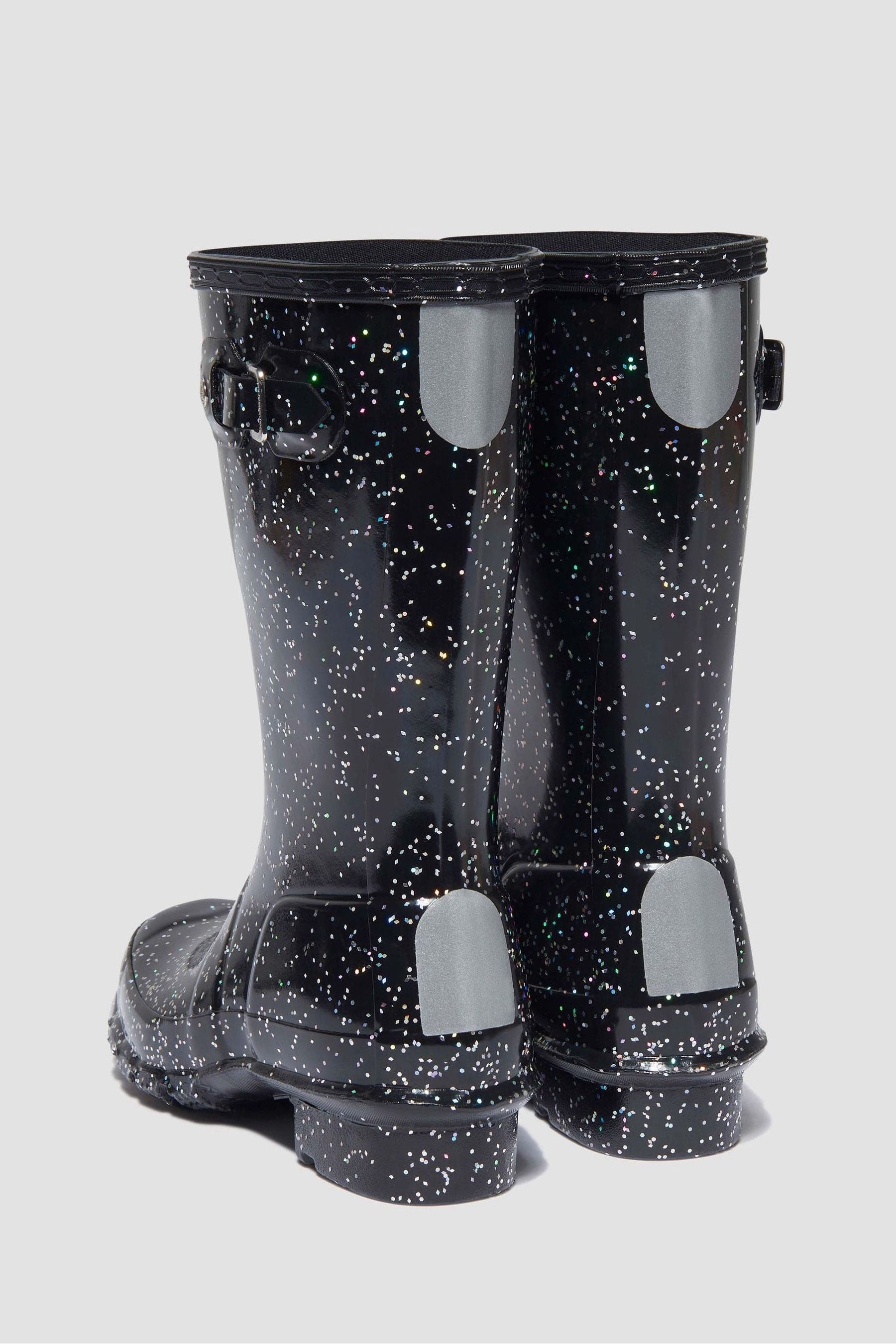 Black glitter hunter wellies hotsell